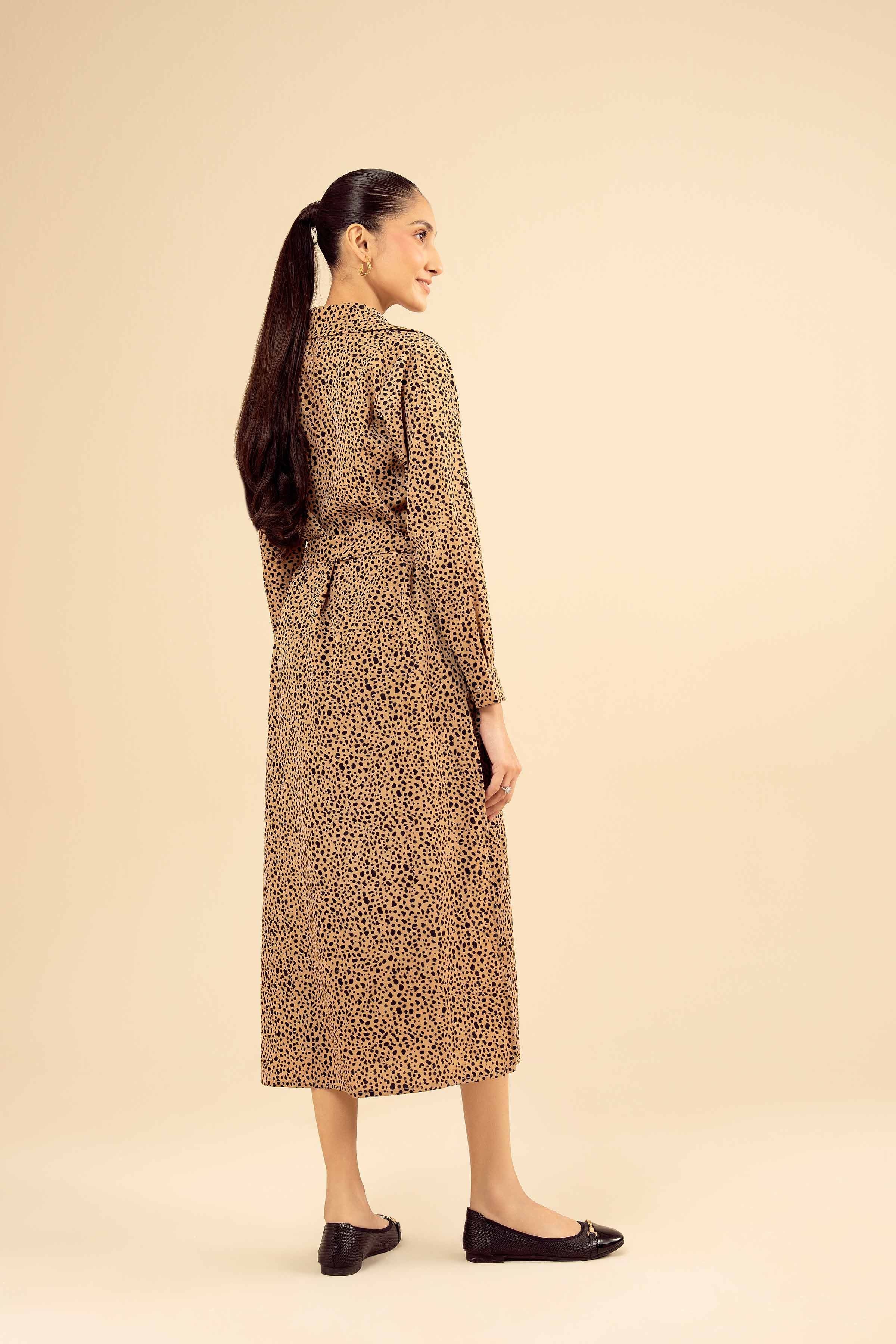 NISHATUAE - Brown Printed Grip Ready to wear Dress
