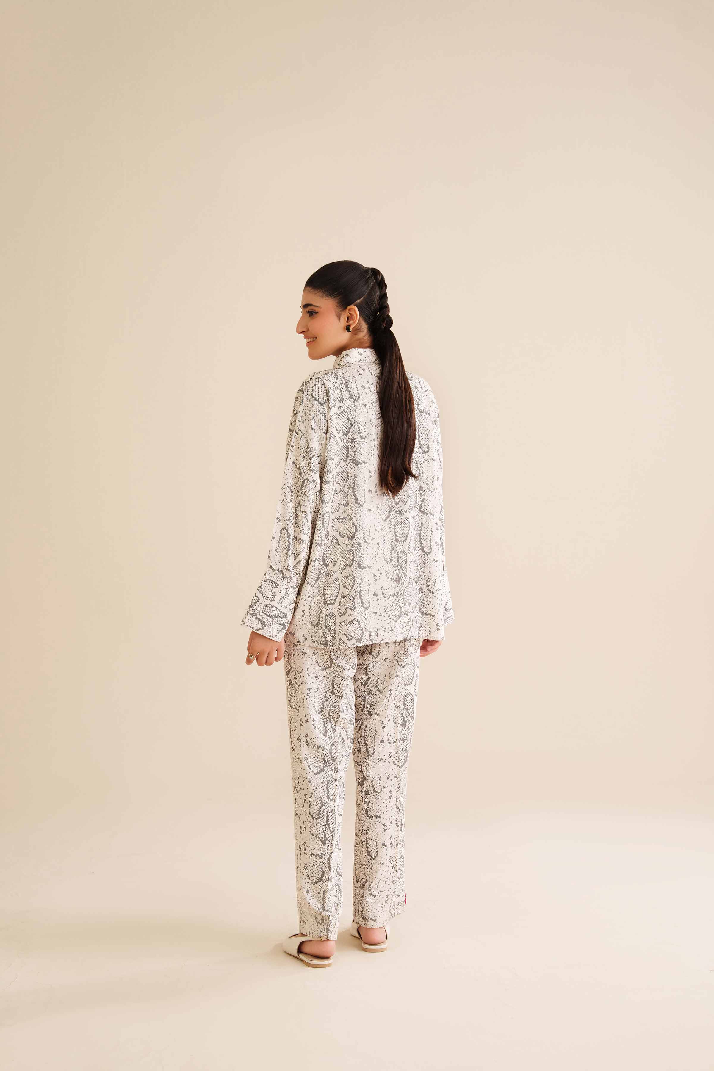 NISHATUAE - White Printed Twill 2-piece Ready to wear Dress