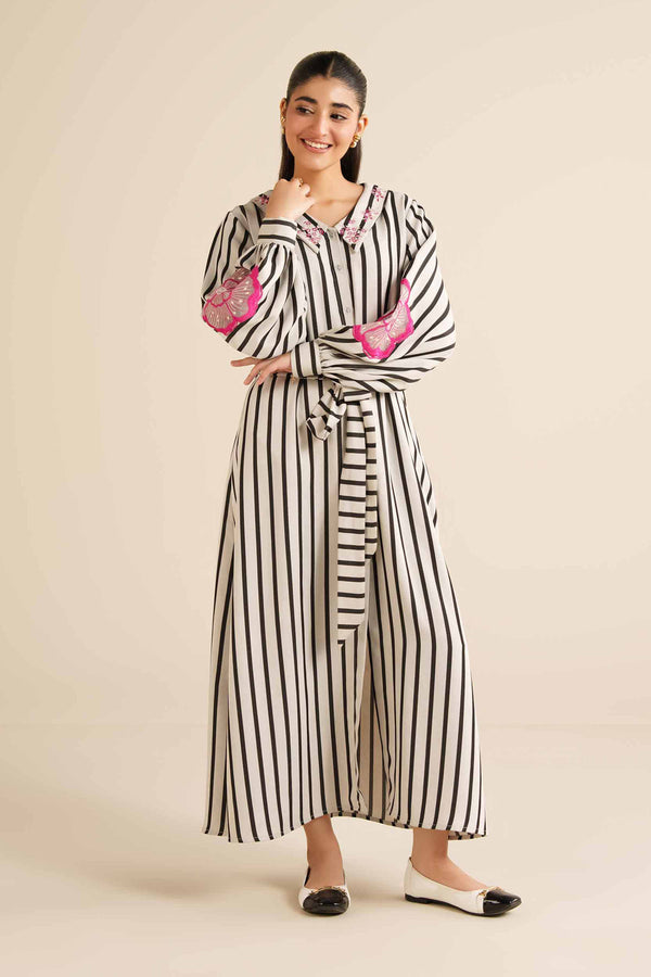 NishatUAE - White Printed Crepe Ready To Wear Dress