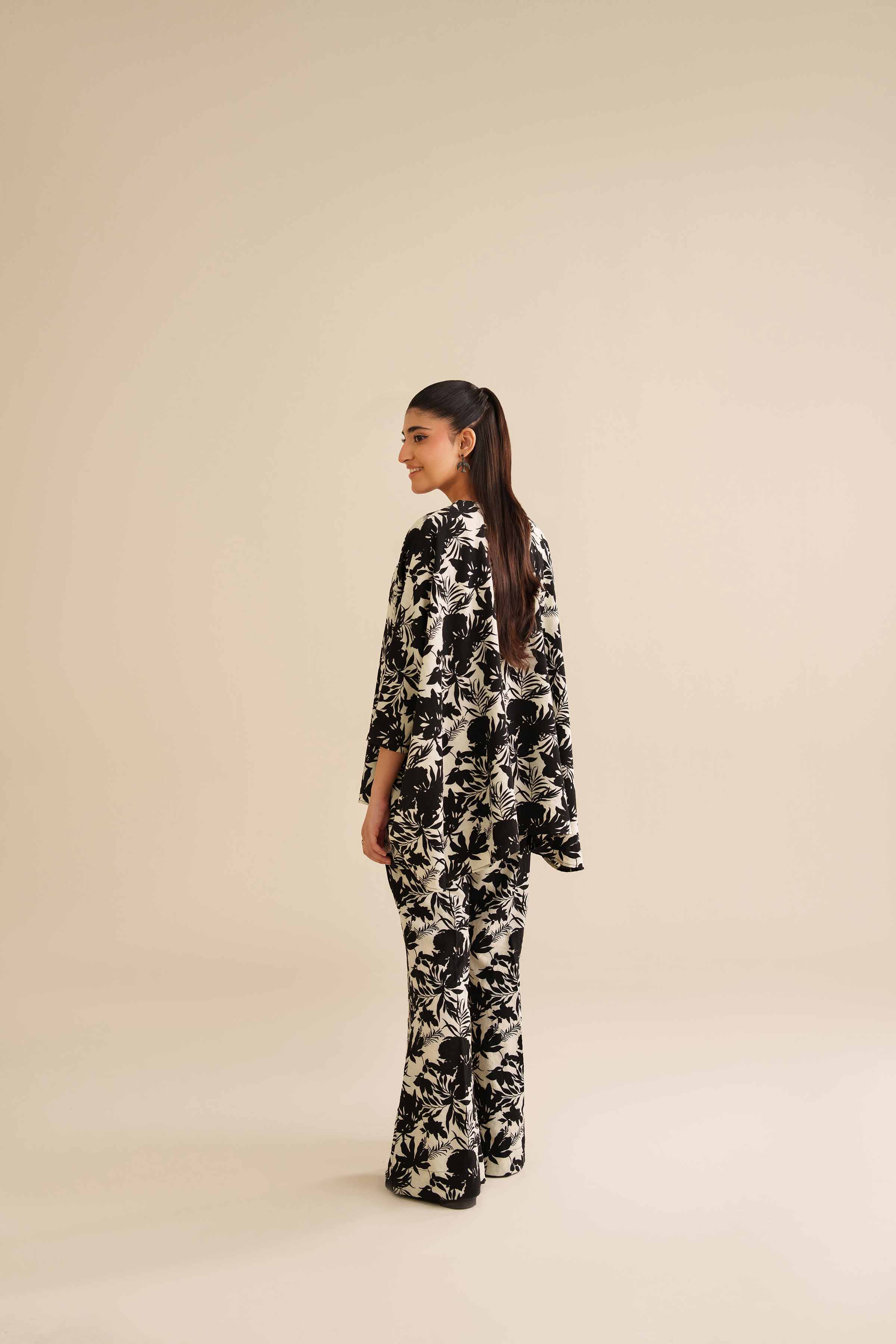 NISHATUAE - Black Printed Crush 2-piece Ready to wear Dress
