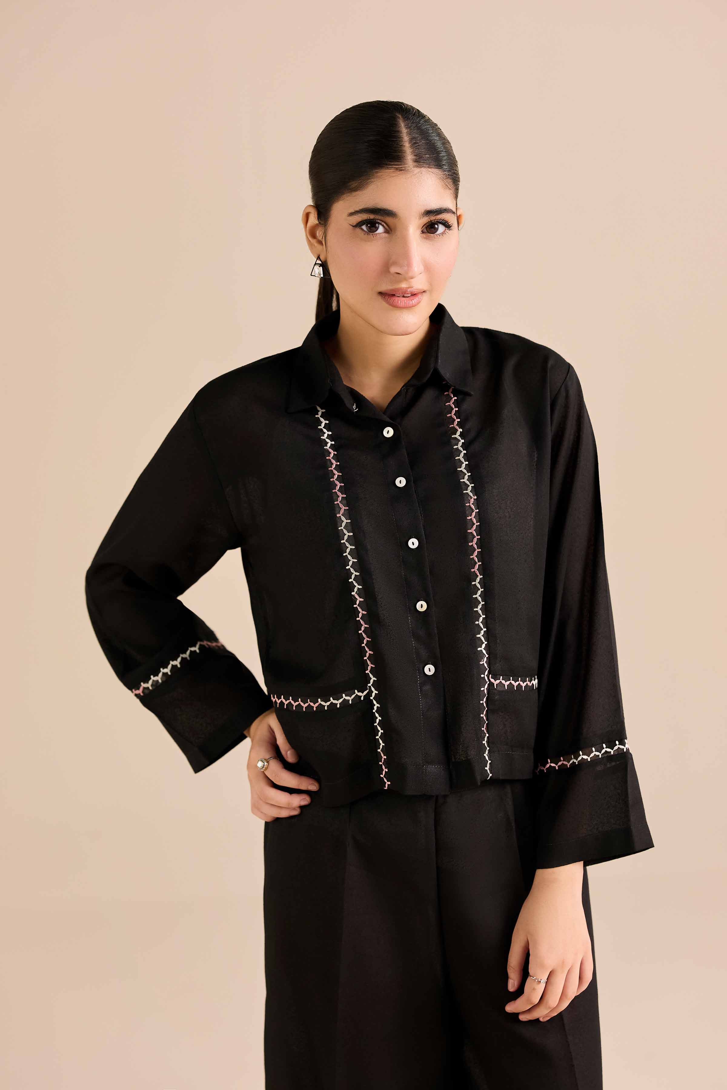NishatUAE -  Black Embroidered Karandi 2-piece Ready to wear Dress