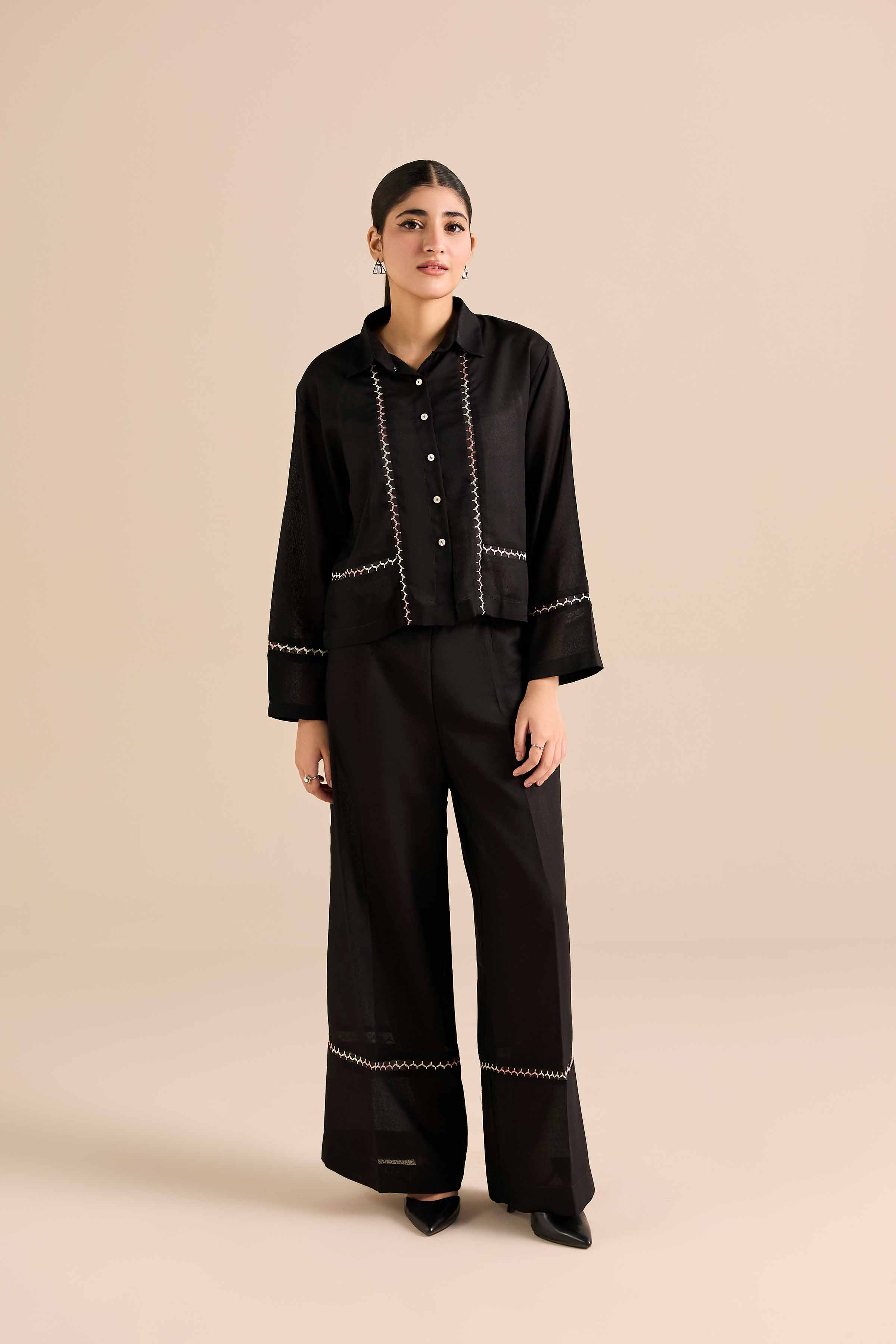 NishatUAE -  Black Embroidered Karandi 2-piece Ready to wear Dress