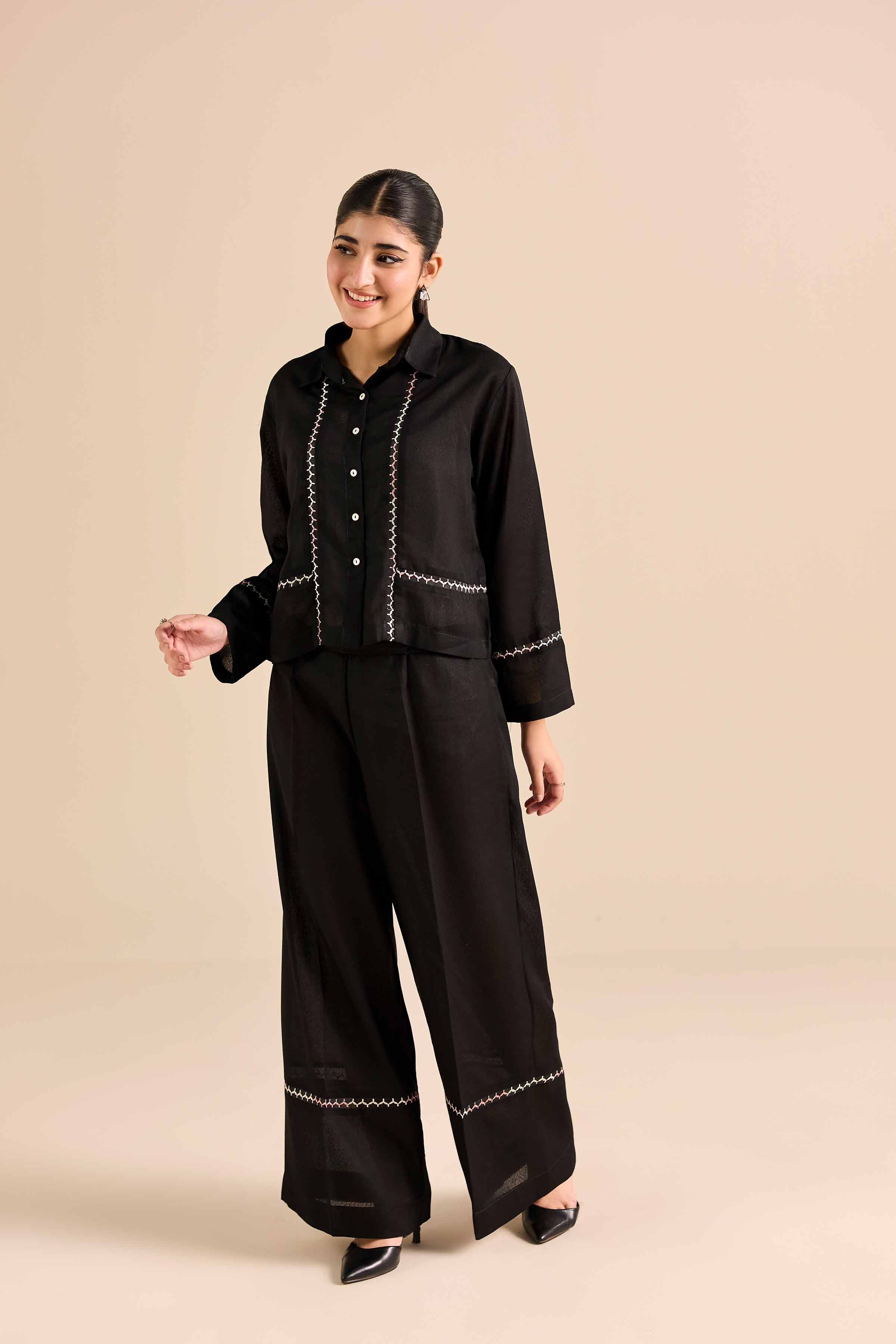 NishatUAE -  Black Embroidered Karandi 2-piece Ready to wear Dress