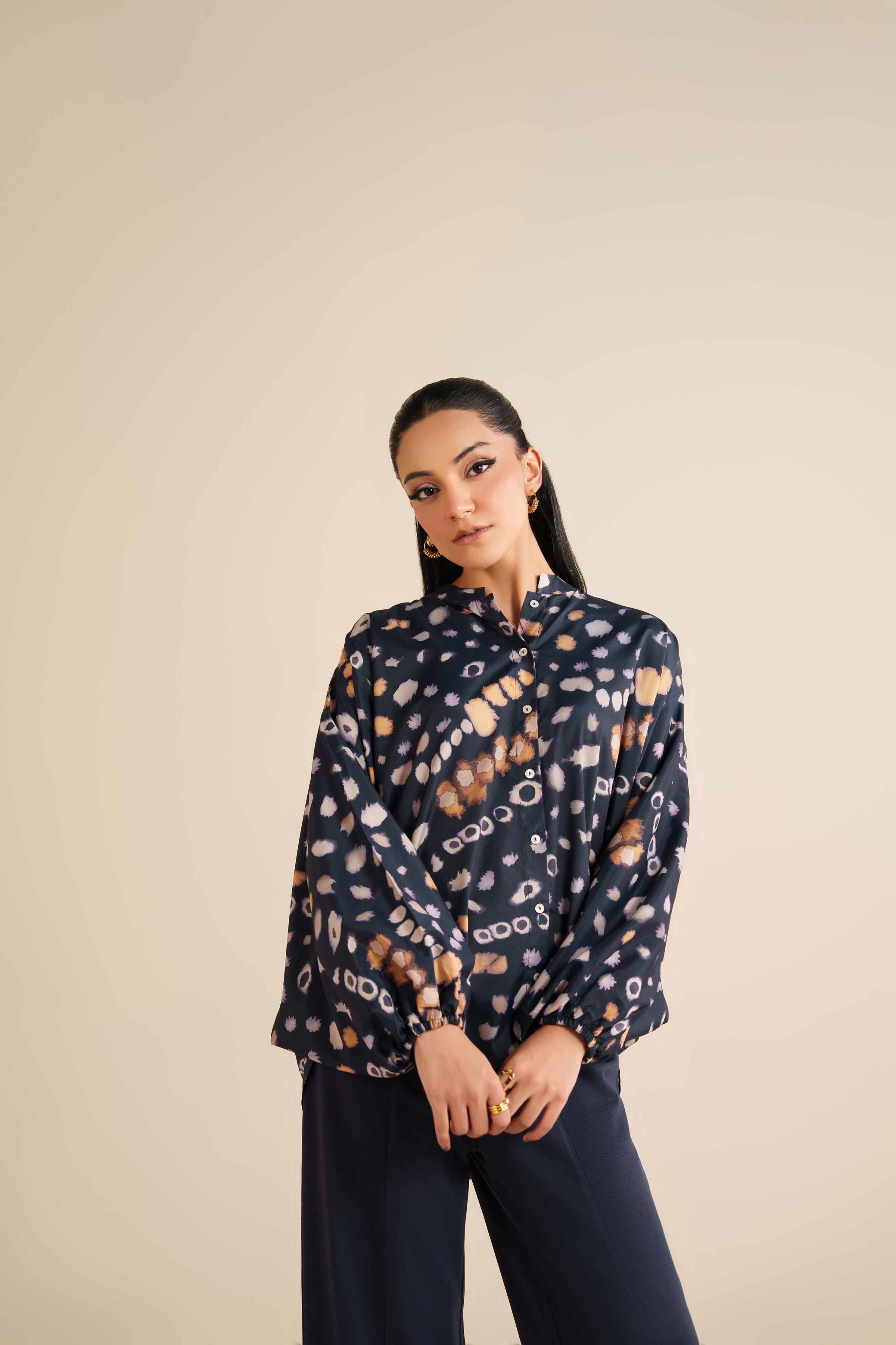 NISHATUAE - Blue Printed Silk Ready to wear Tunic