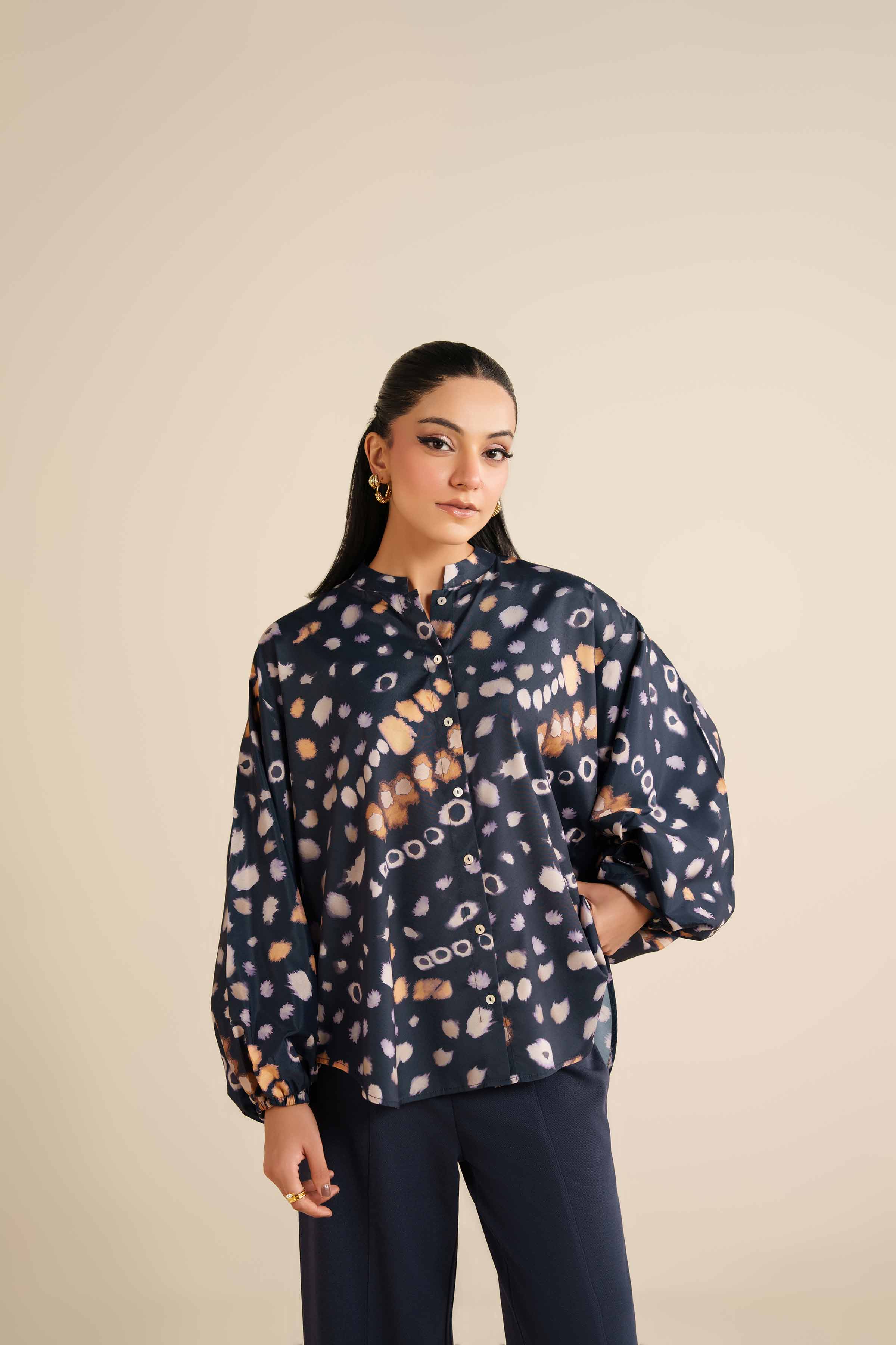 NISHATUAE - Blue Printed Silk Ready to wear Tunic