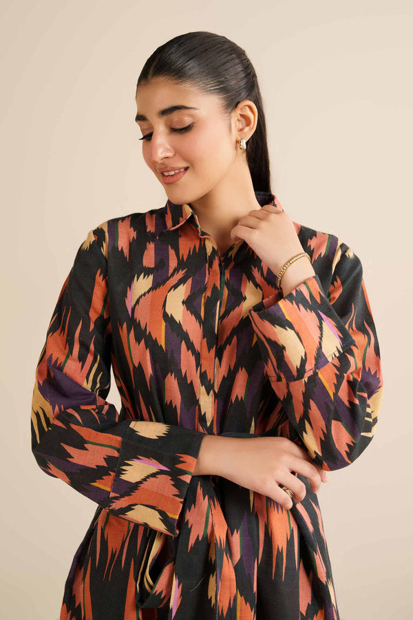 NISHATUAE - Black Printed Khaddar Ready to wear Dress