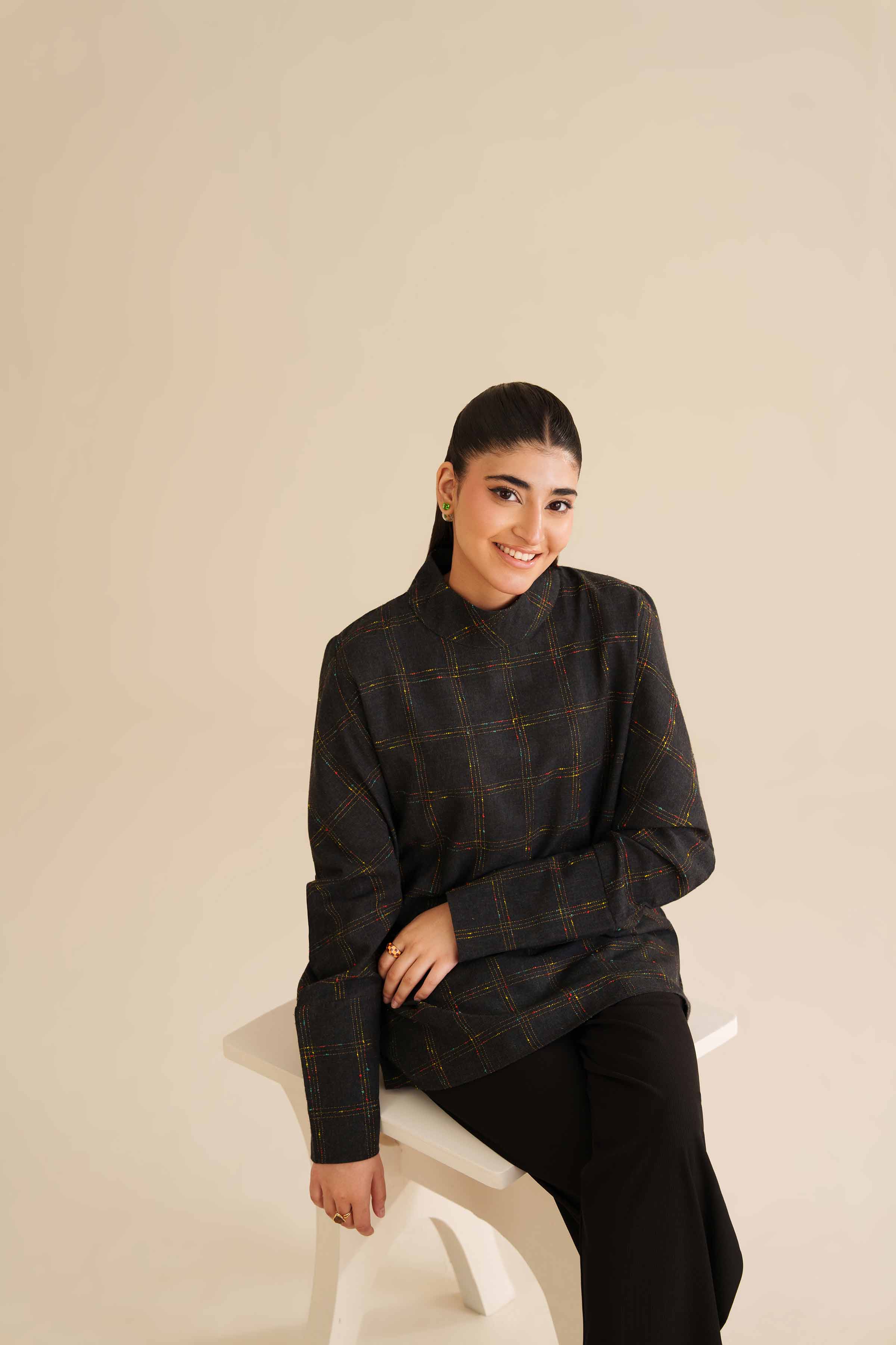 NISHATUAE - Black Solids Karandi Ready to wear Tunic