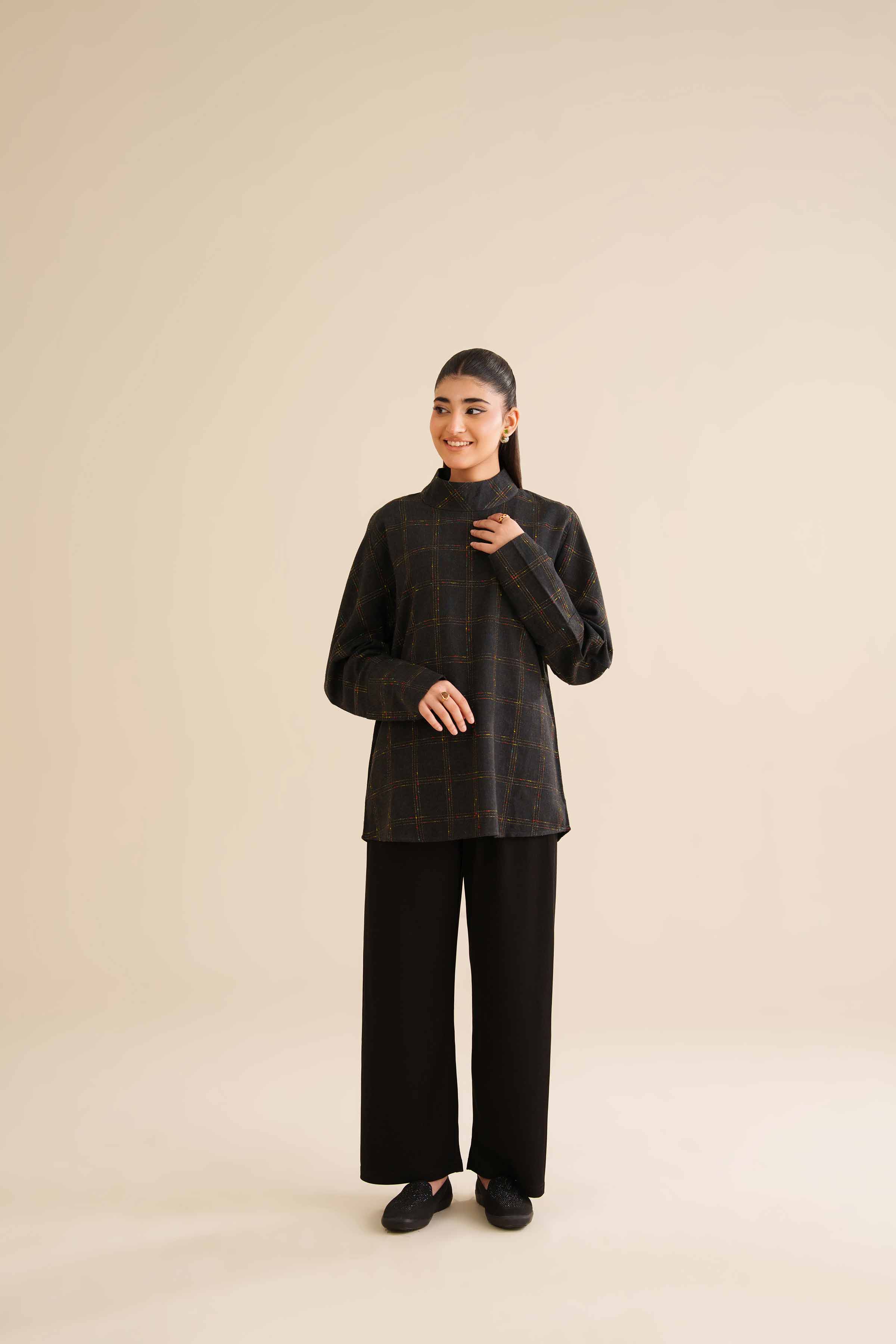 NISHATUAE - Black Solids Karandi Ready to wear Tunic