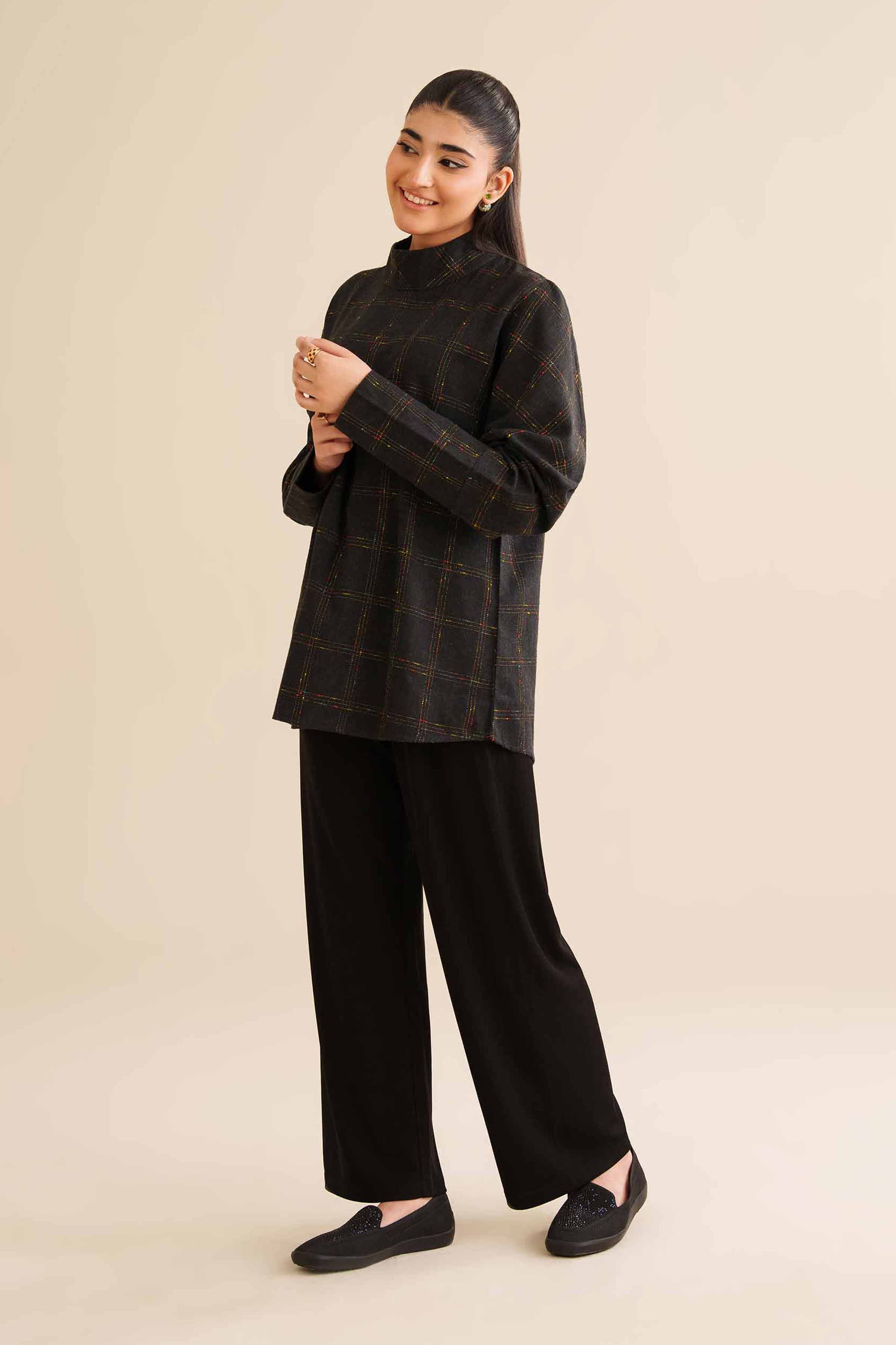 NISHATUAE - Black Solids Karandi Ready to wear Tunic