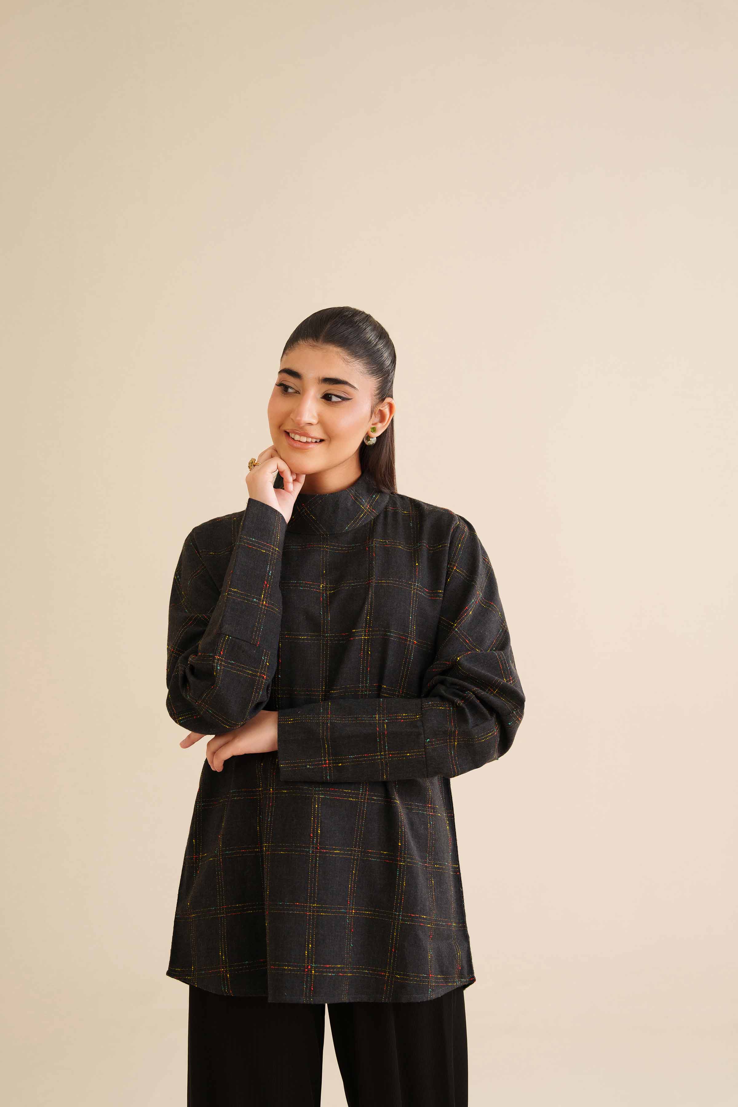 NISHATUAE - Black Solids Karandi Ready to wear Tunic