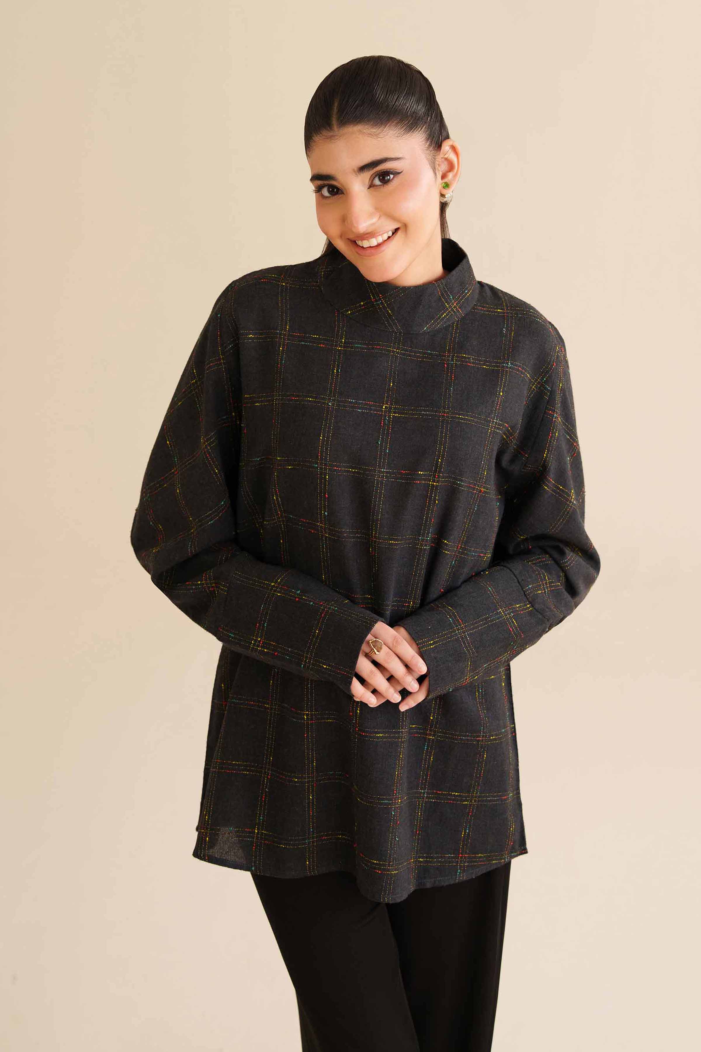 NISHATUAE - Black Solids Karandi Ready to wear Tunic