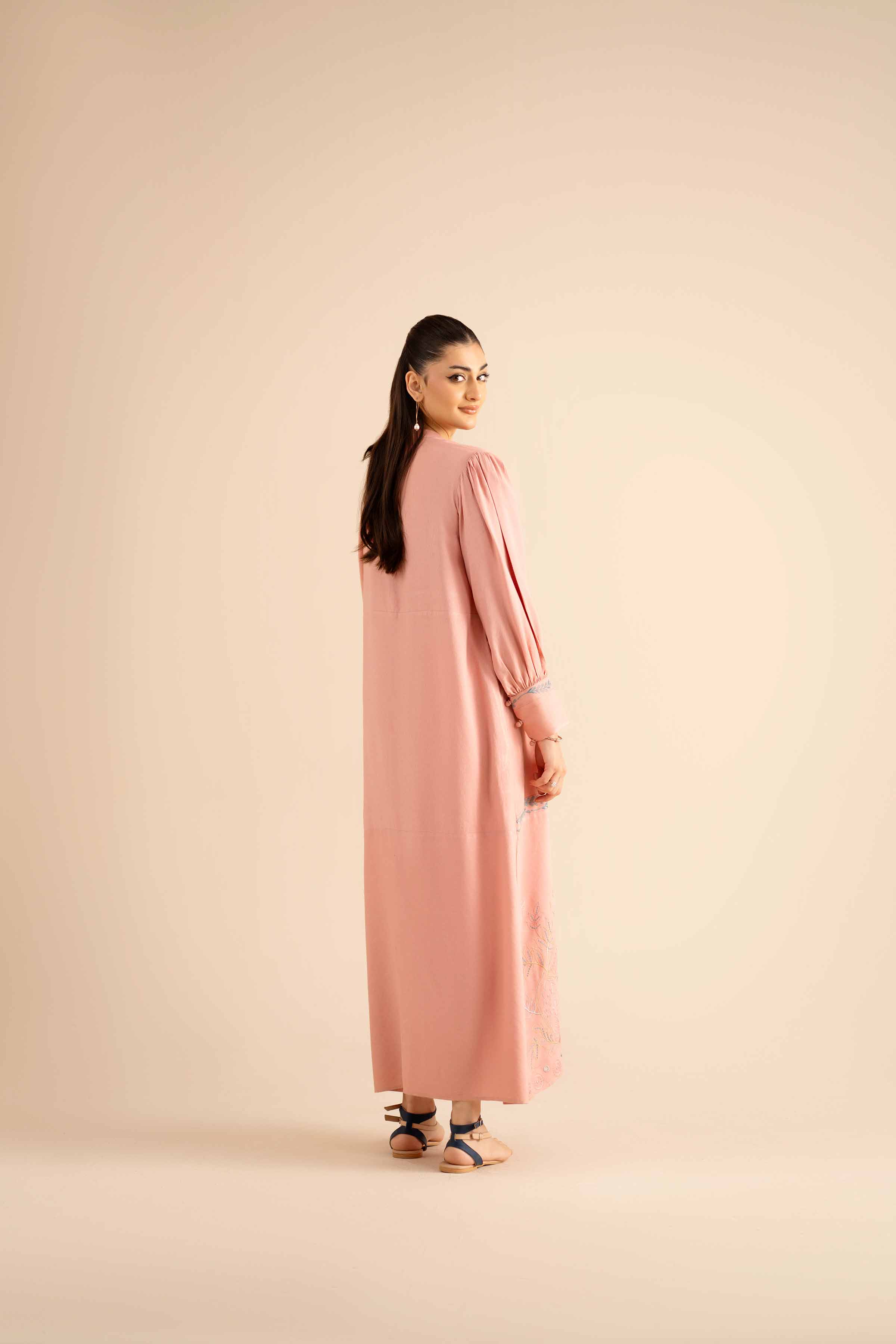 NishatUAE - Pink Printed Crepe Ready To Wear Dress