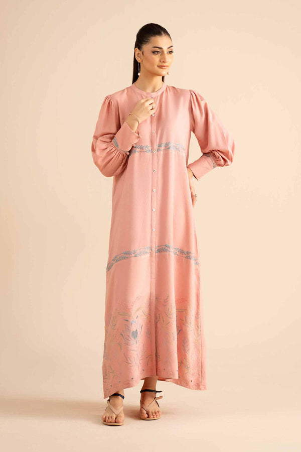 NishatUAE - Pink Printed Crepe Ready To Wear Dress