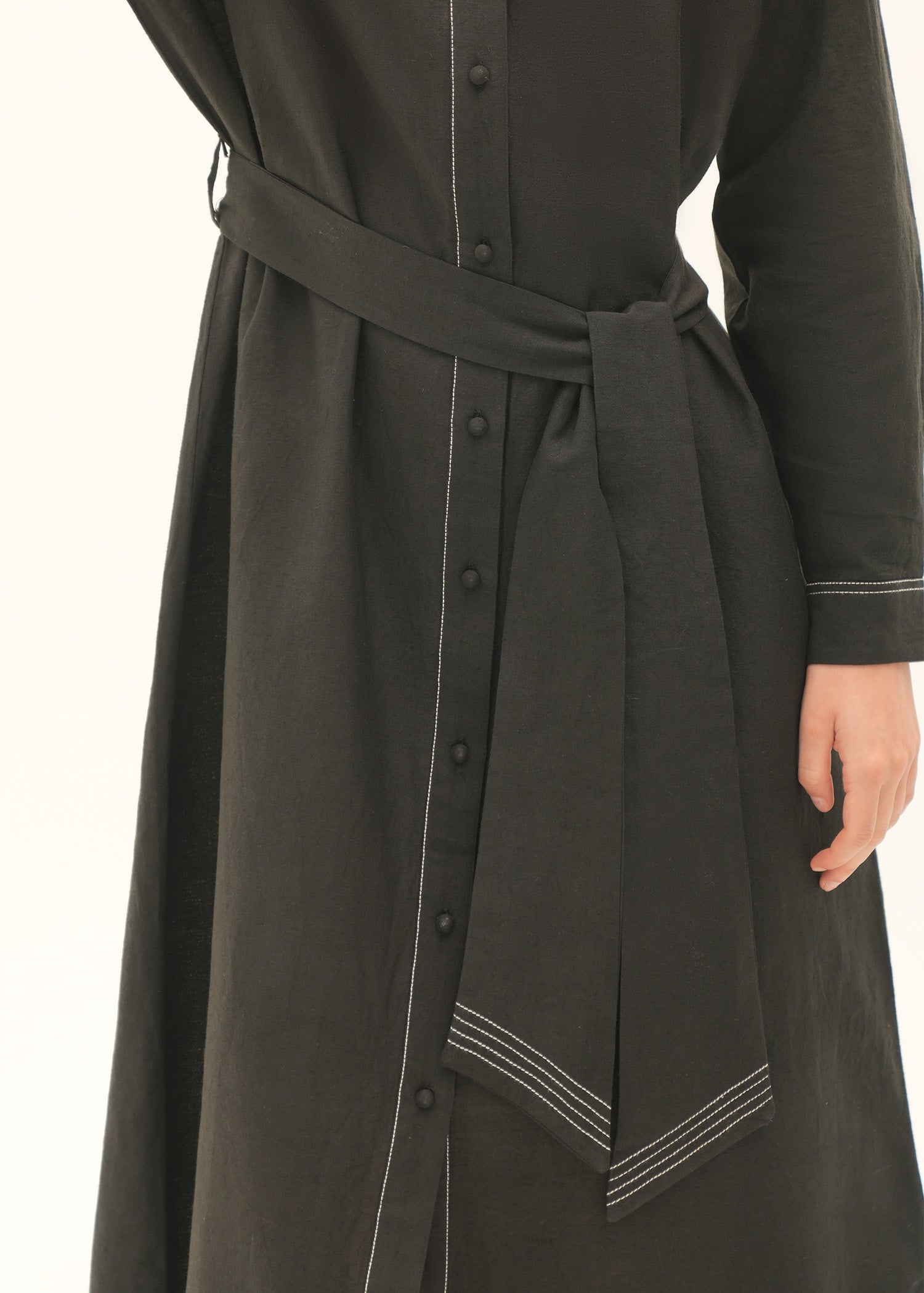 Flared Dress With Contasting Top-Stitches - KOA