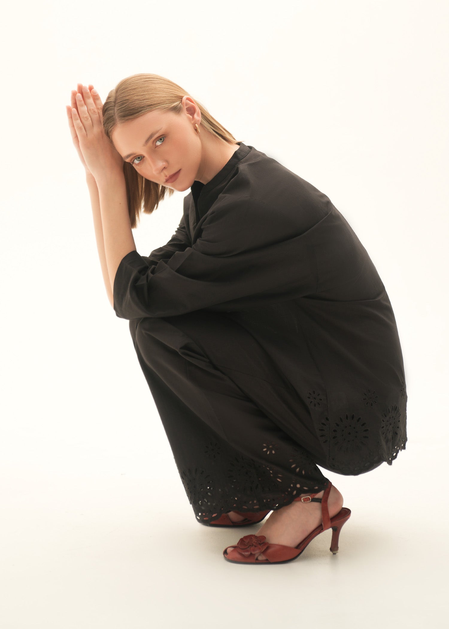 Oversized Cotton Blouse With Schiffli-Embroidery - KOA