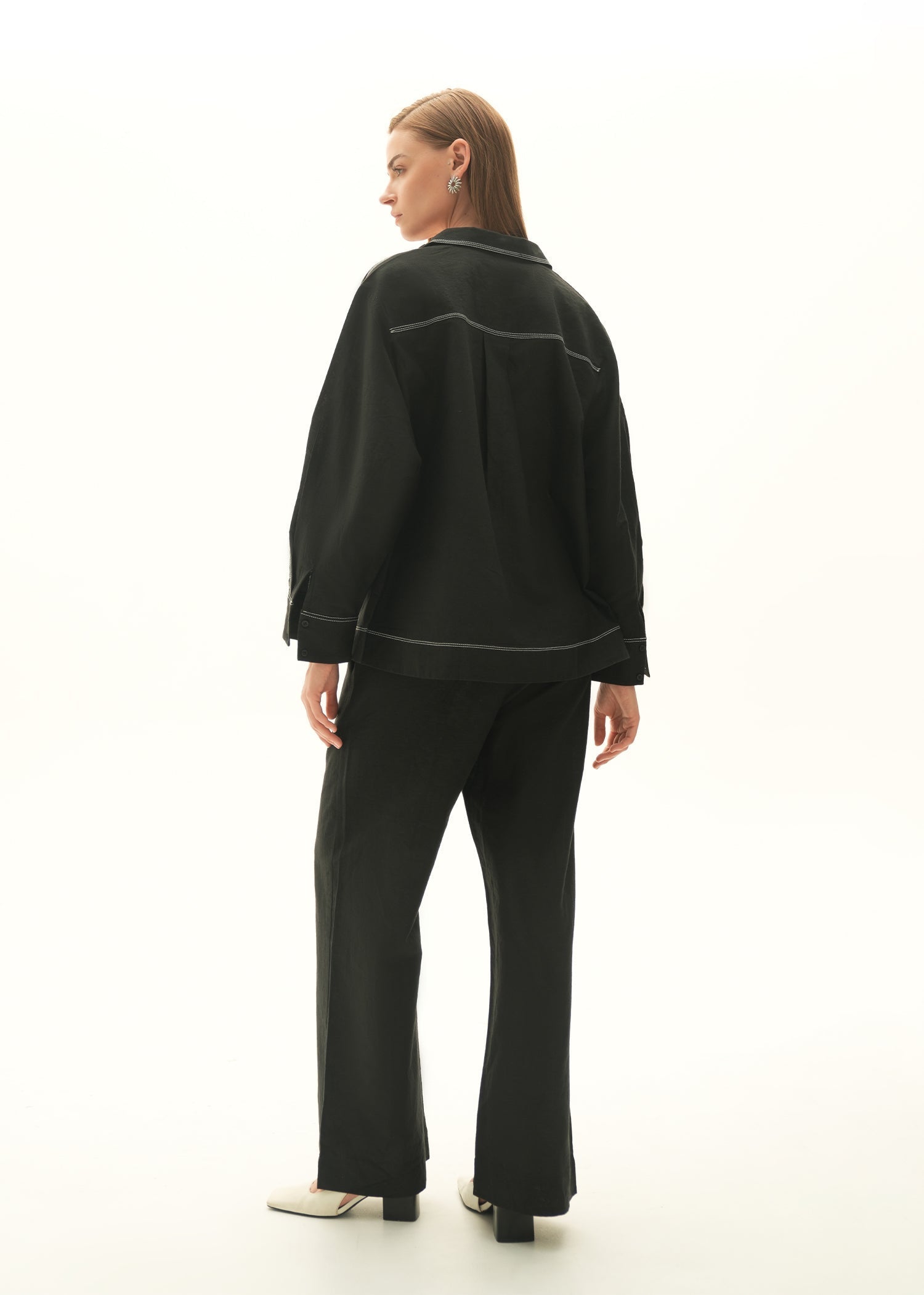 Wide Leg Linen Blend Trousers - KOA