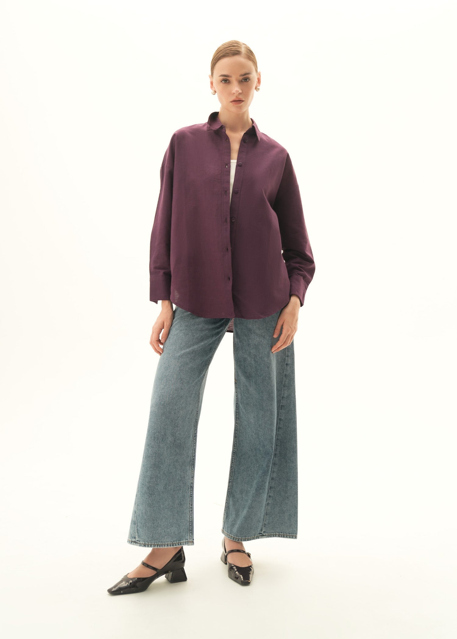 Oversized Button Down Linen Blend-Shirt - KOA