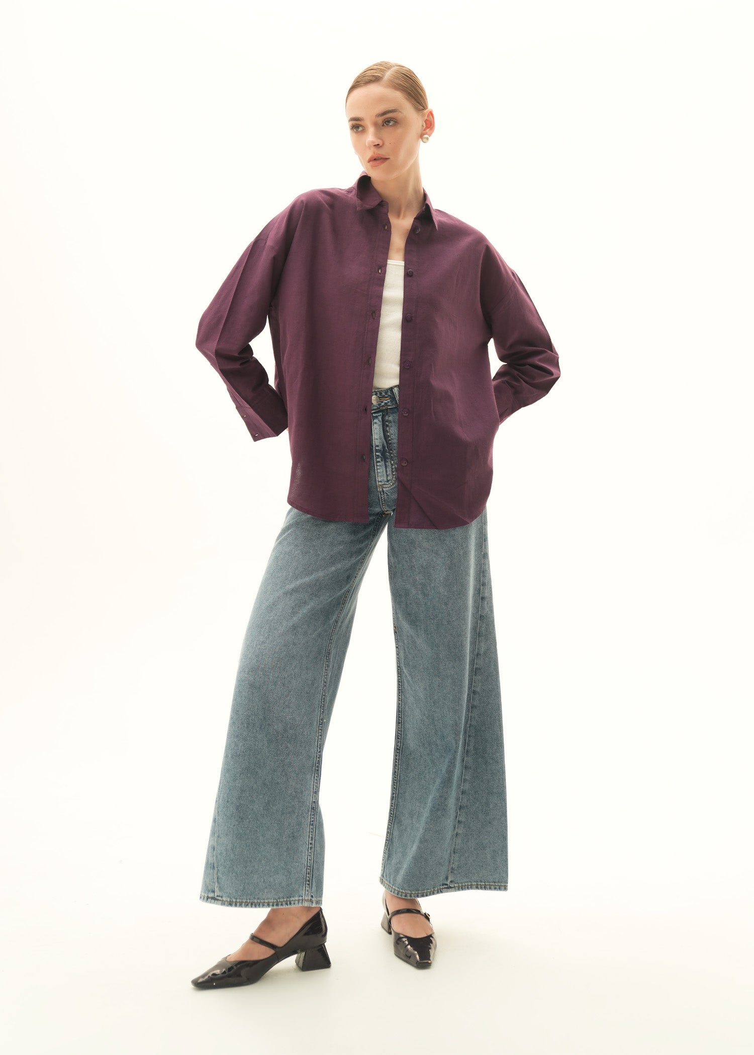 Oversized Button Down Linen Blend-Shirt - KOA