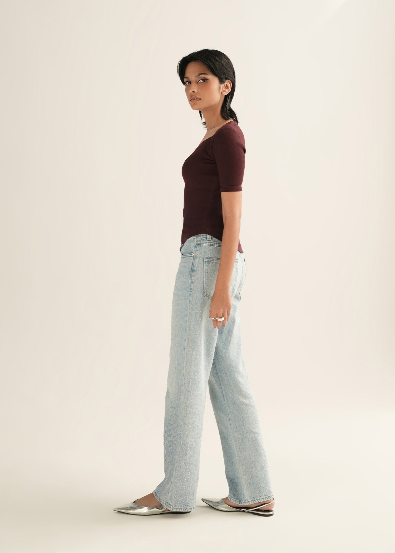 Ribbed Sweetheart Neckline Top - KOA