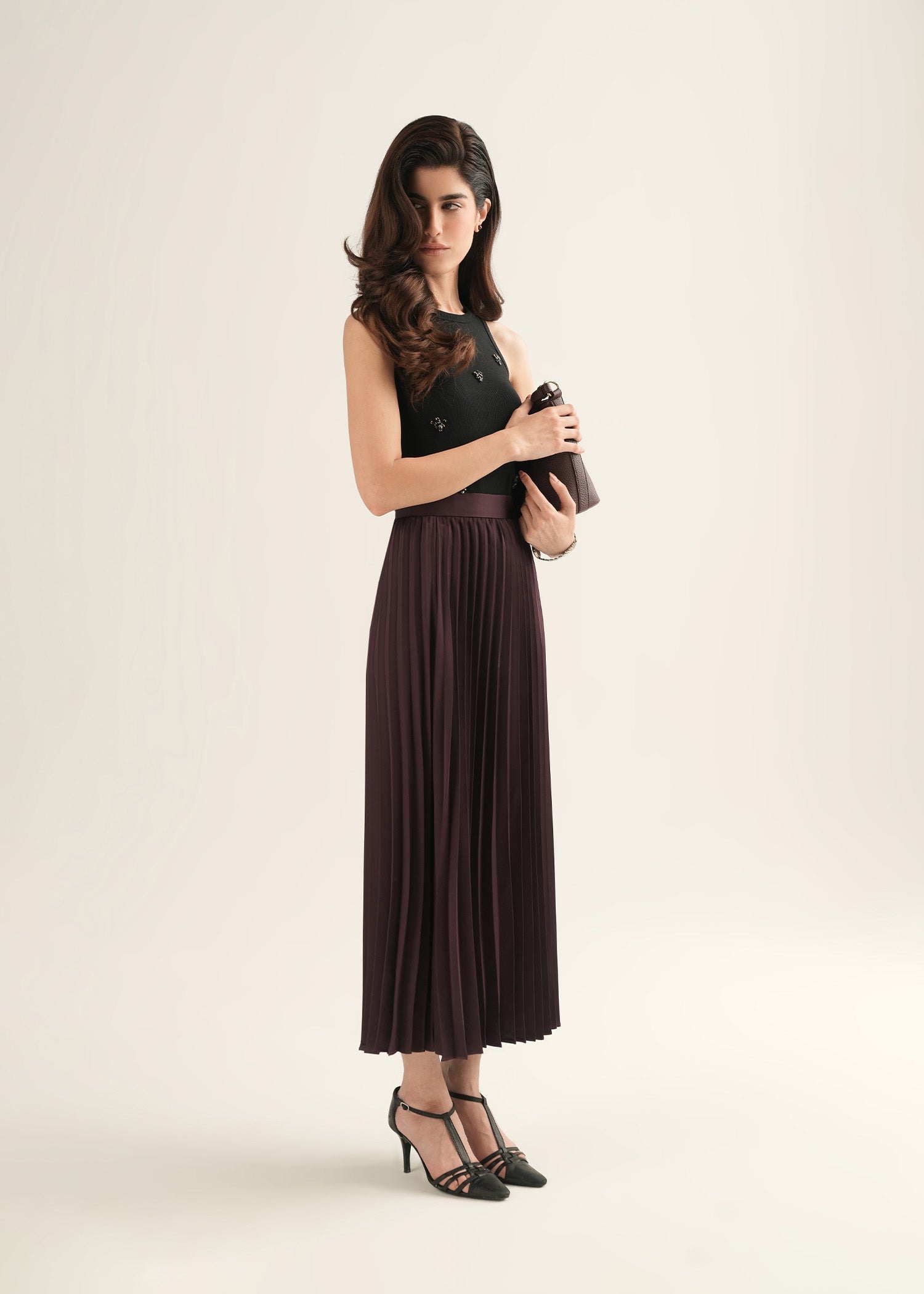 Satin Pleated Skirt - KOA