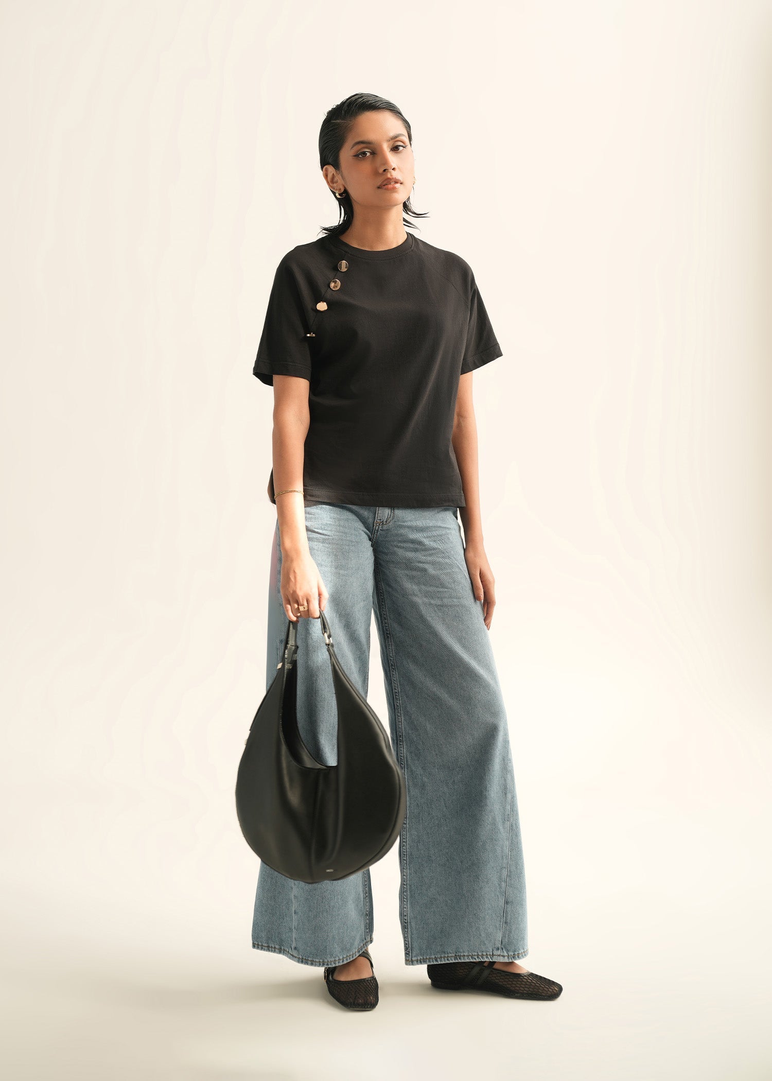 T Shirt With Button Detail - KOA