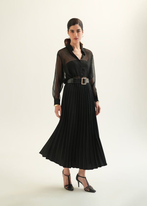 Satin Pleated Skirt - KOA