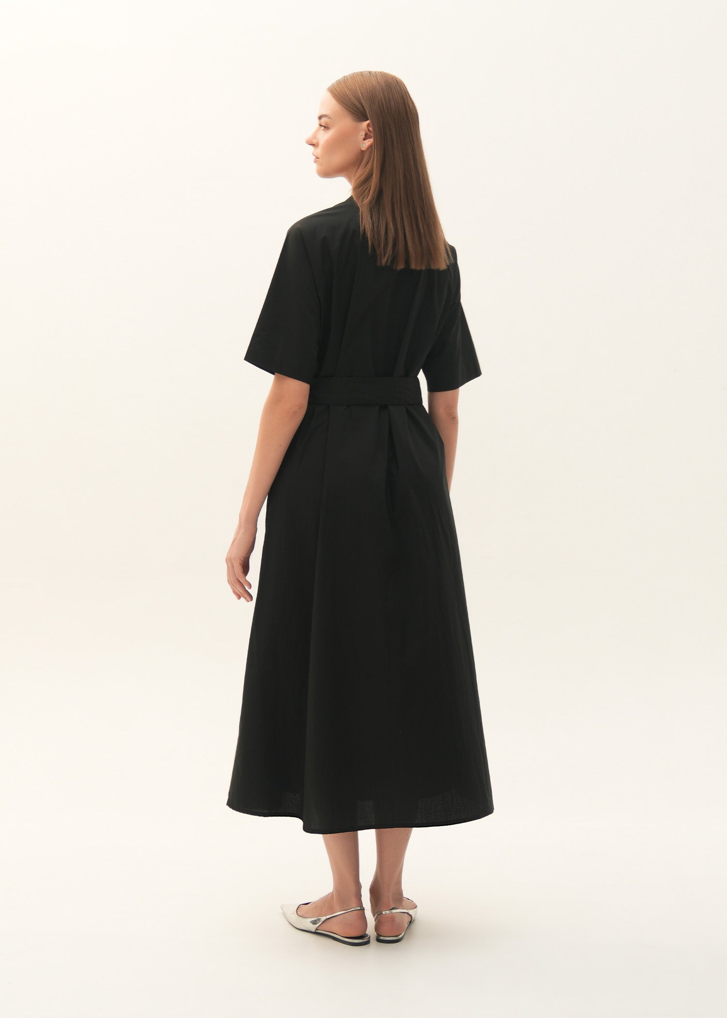 Flared Cotton Dress With Raglan Sleeves - KOA