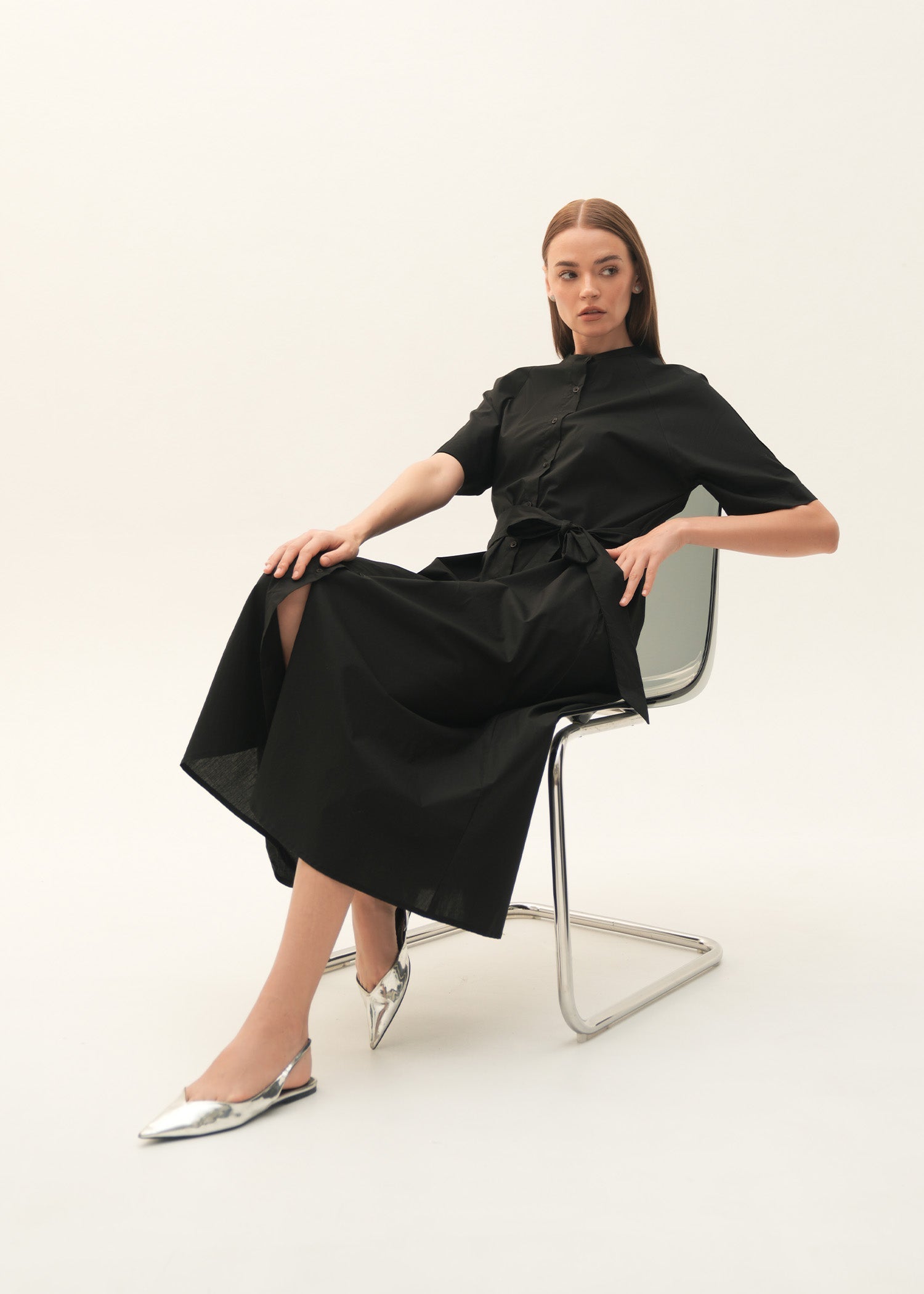 Flared Cotton Dress With Raglan Sleeves - KOA