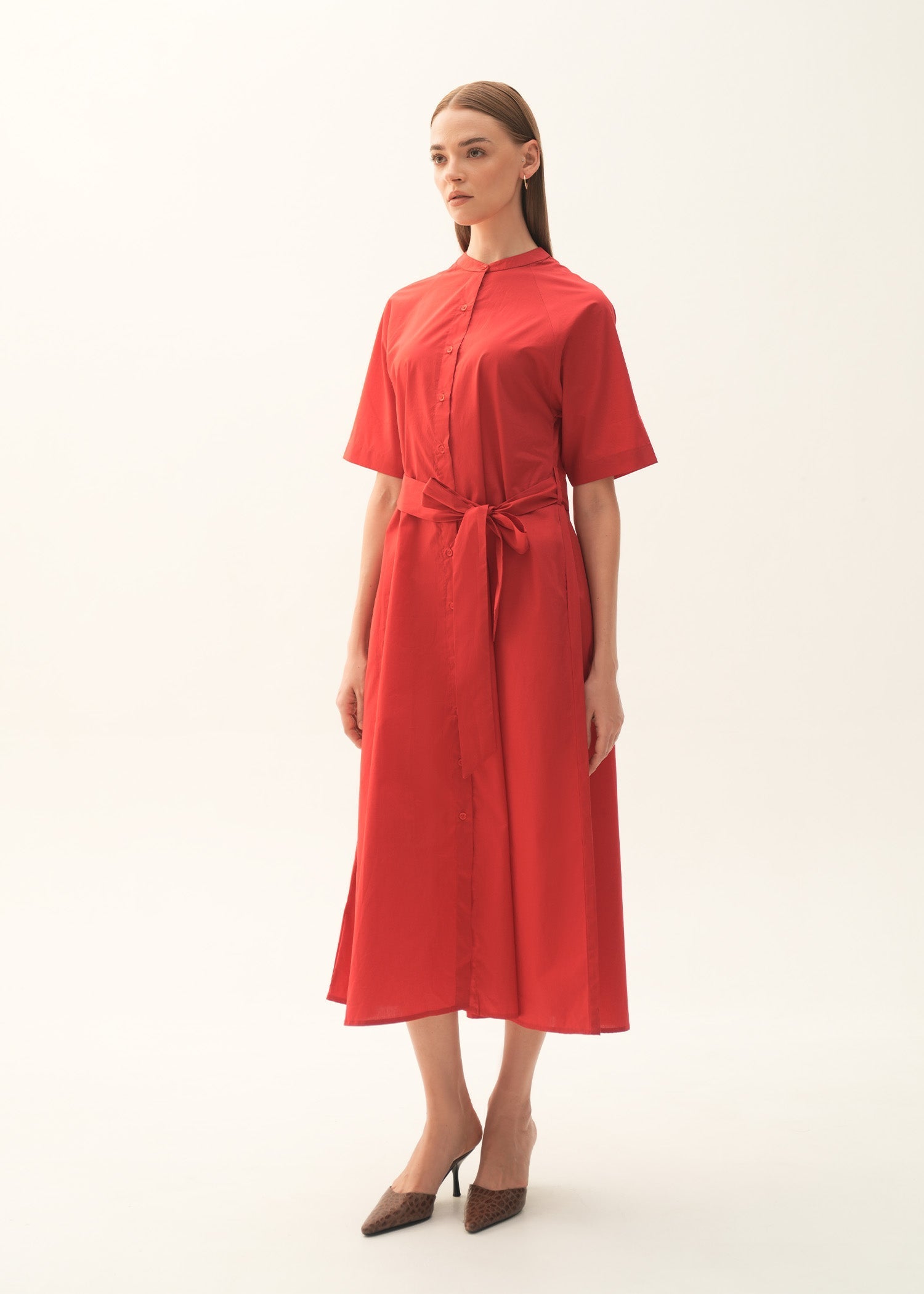 Flared Cotton Dress With Raglan Sleeves - KOA