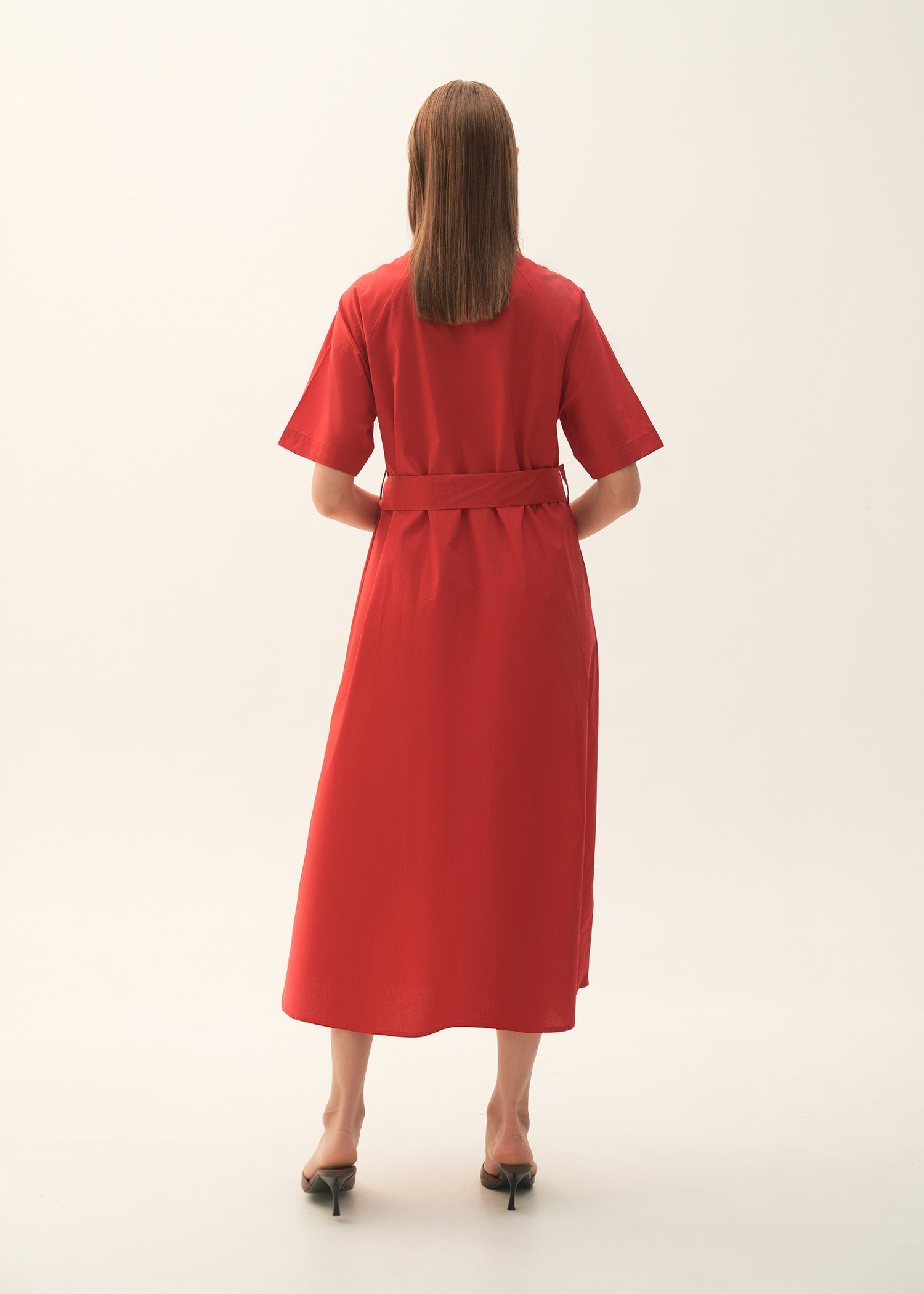 Flared Cotton Dress With Raglan Sleeves - KOA