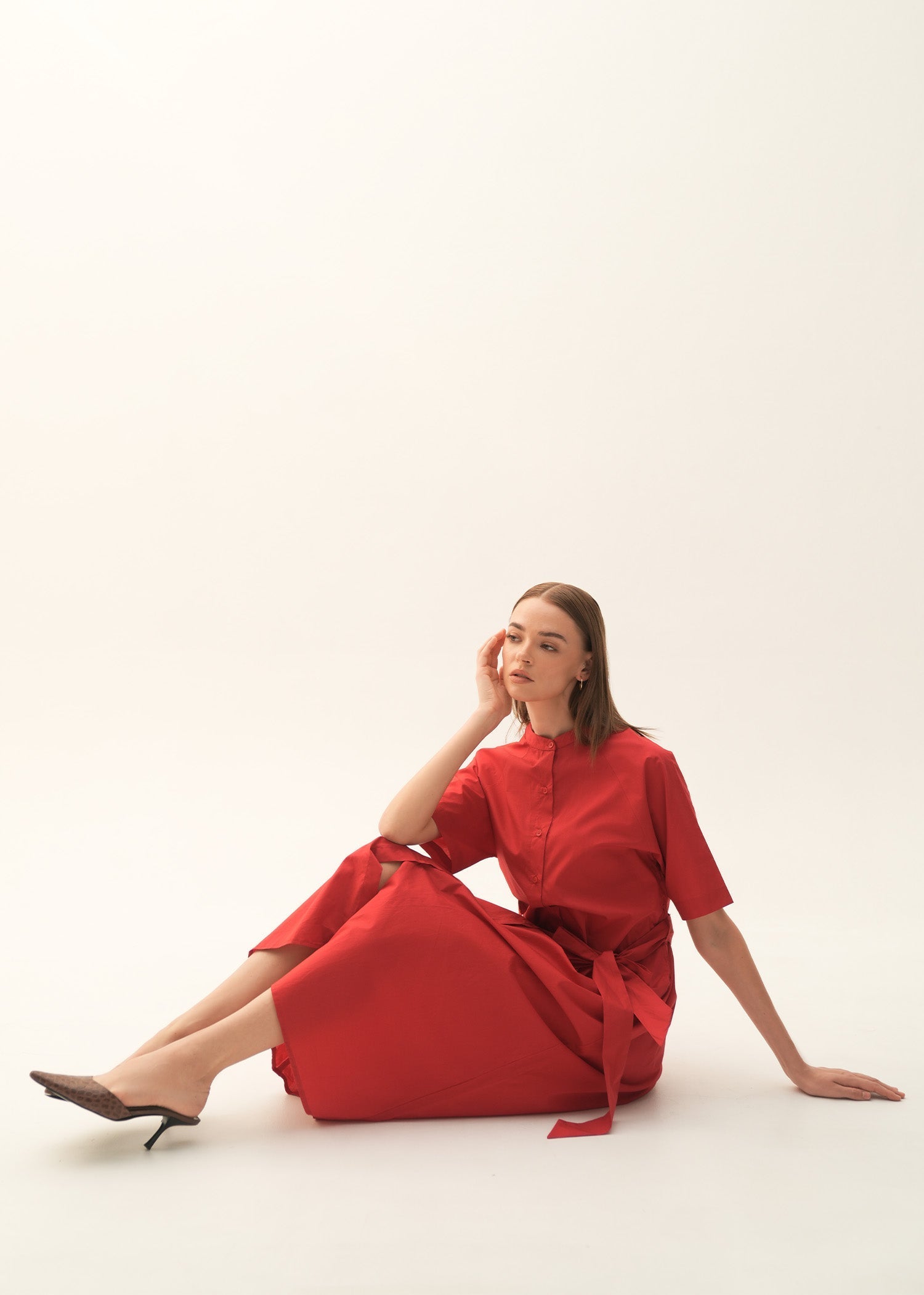 Flared Cotton Dress With Raglan Sleeves - KOA Flared Cotton Dress With Raglan Sleeves - KOA