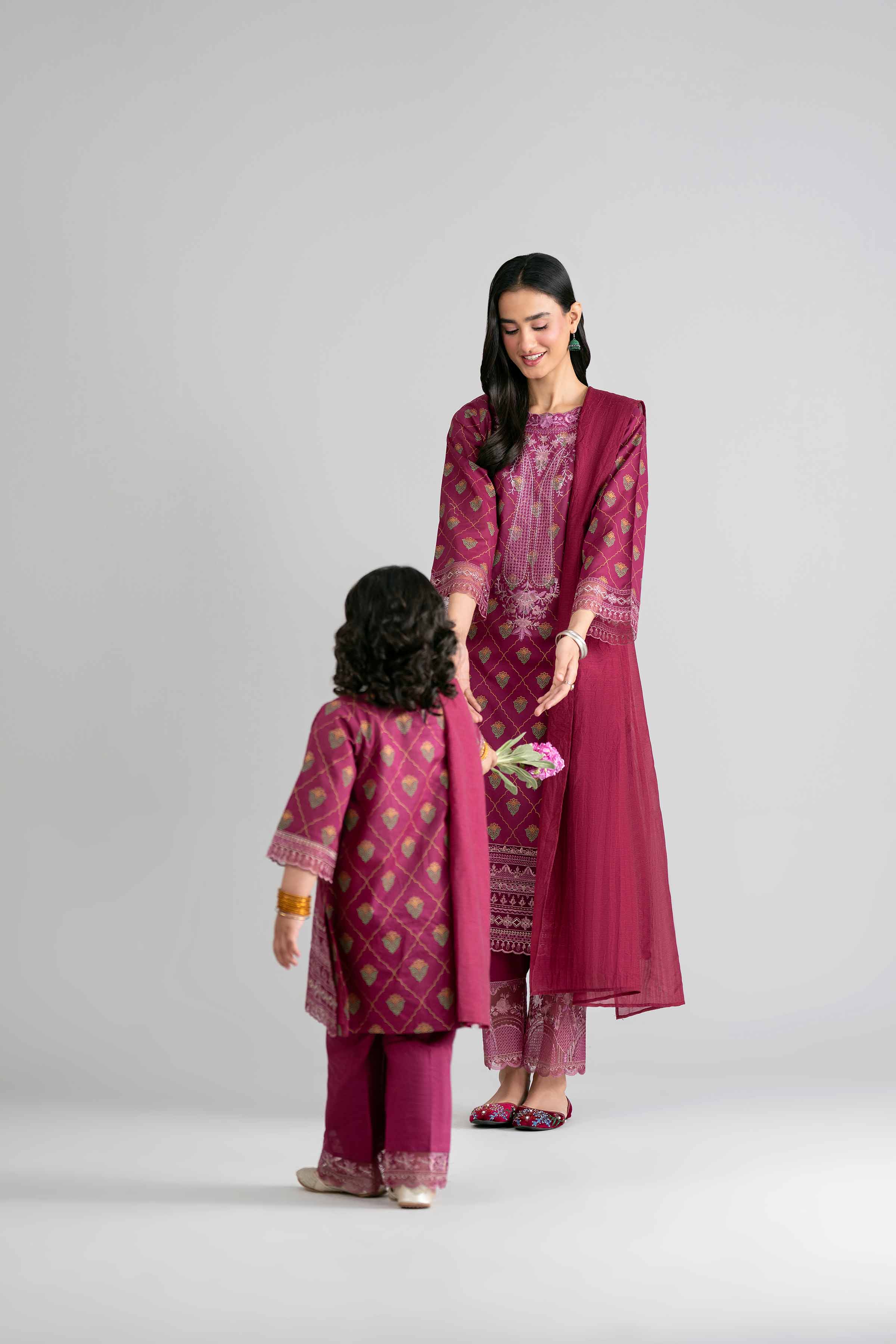3 Piece - Printed Embroidered Suit - PMD26-41 D