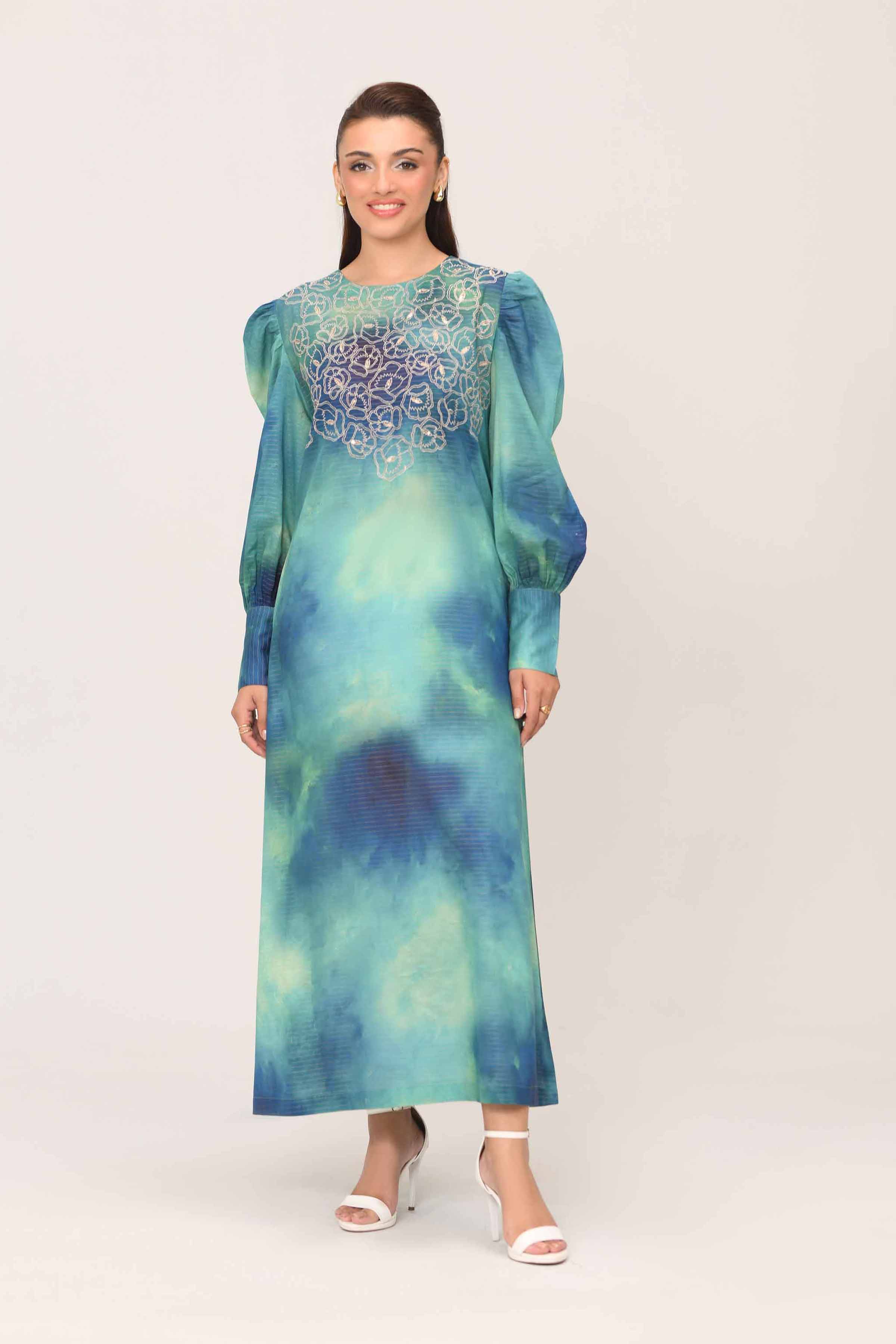 Printed Embroidered Dress - FE25-06