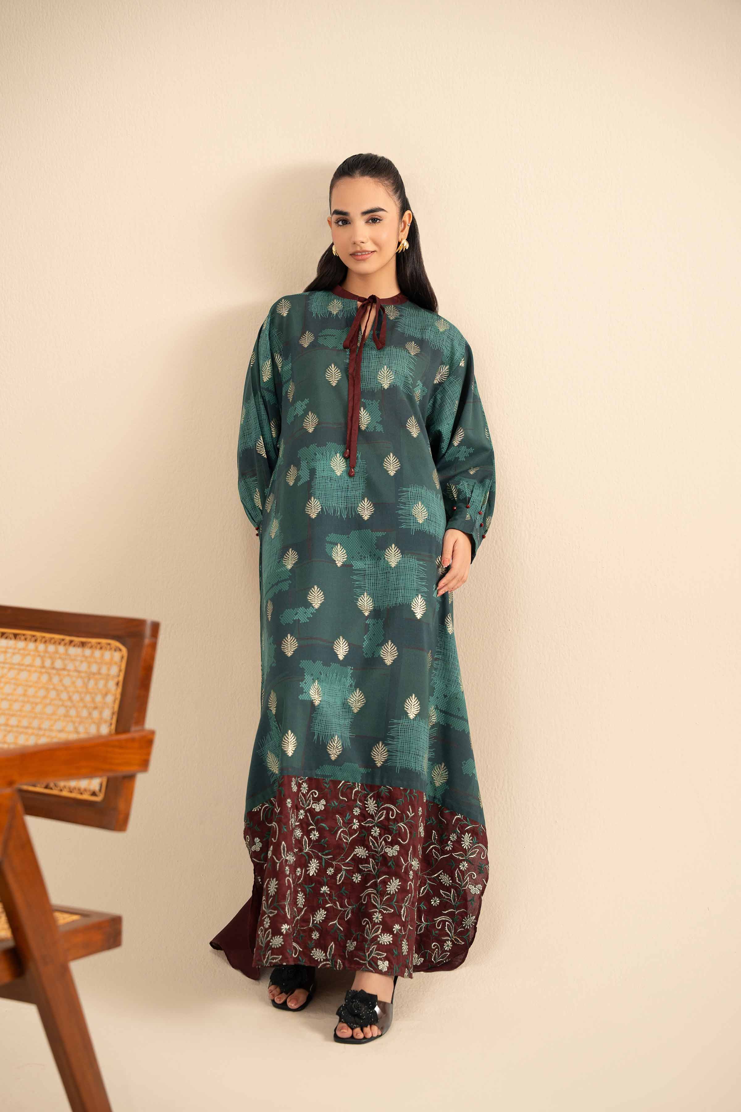 Printed Embroidered Dress - FE25-113