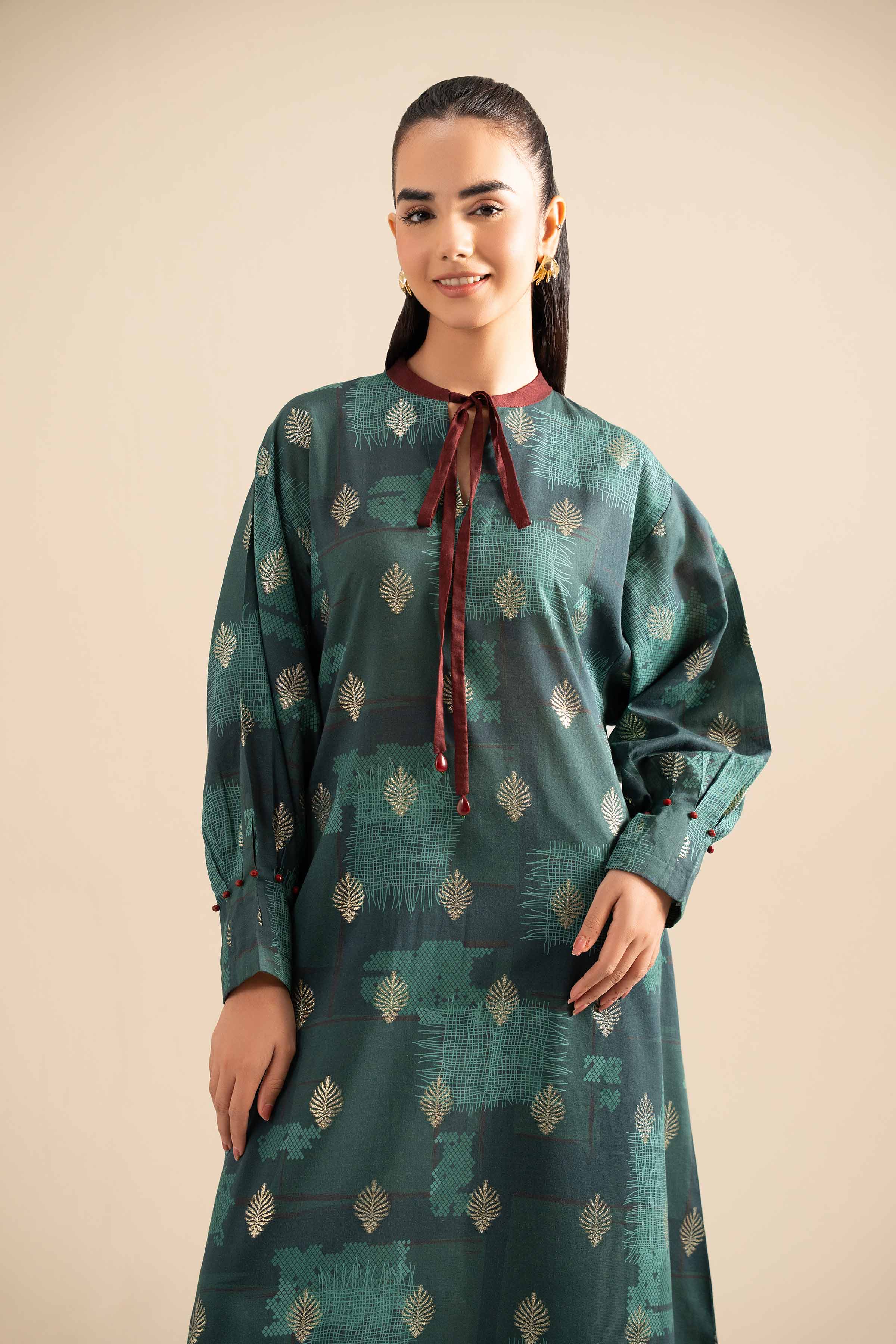 Printed Embroidered Dress - FE25-113