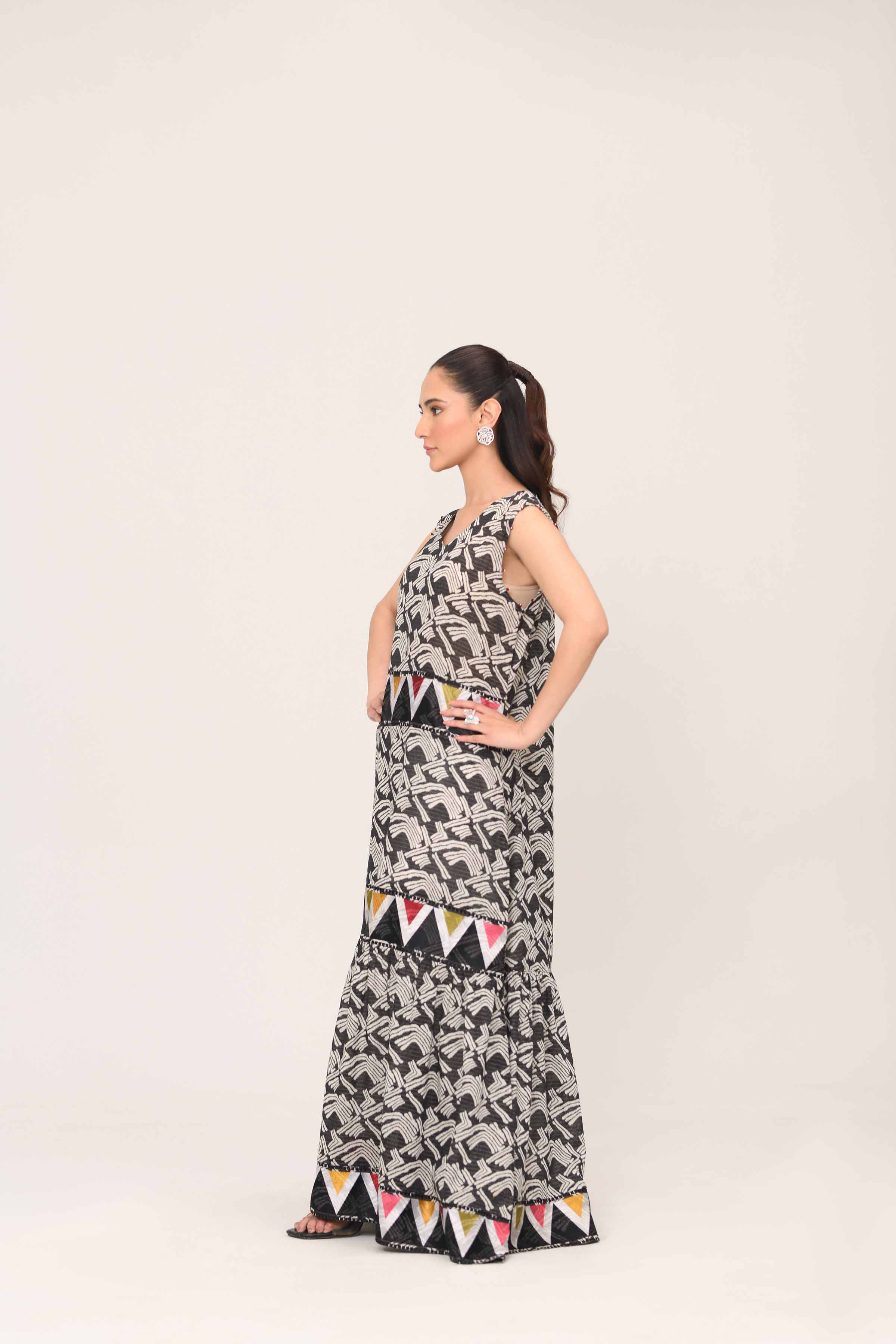 Printed Embroidered Dress - FE25-17