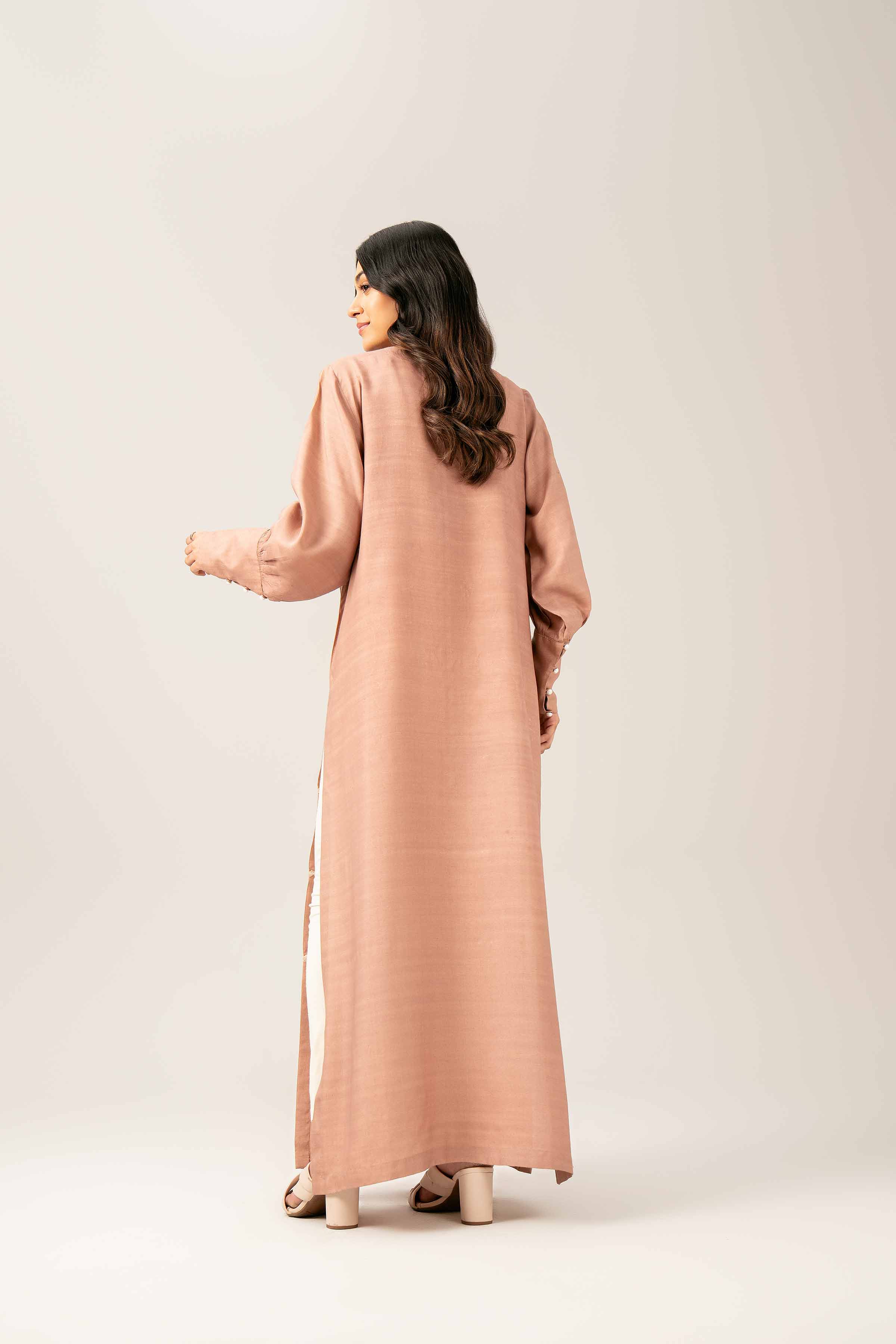 NISHATUAE - Brown Embroidered Silk Ready to wear Shirt