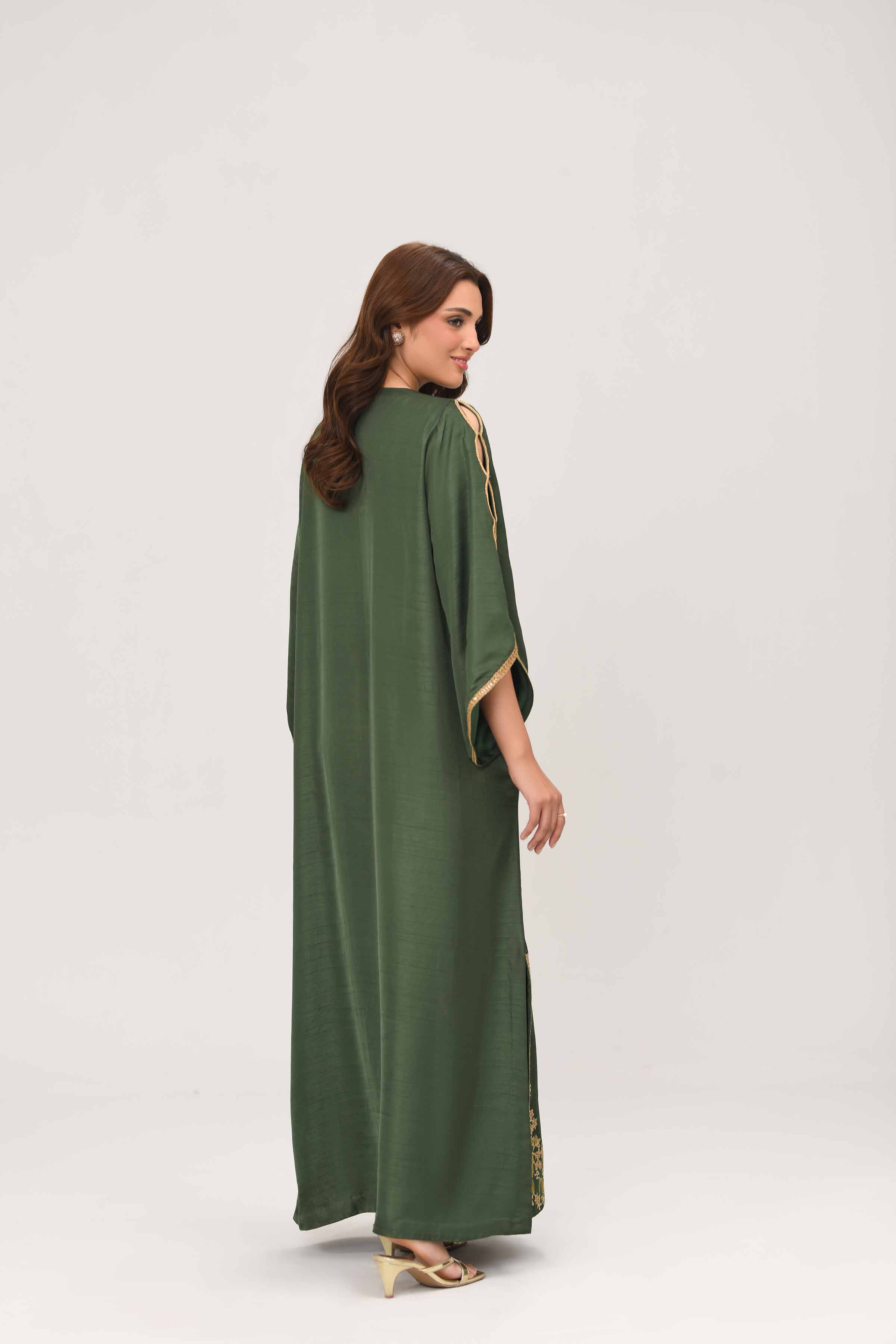 NISHATUAE - Green Embroidered Silk Ready to wear Shirt