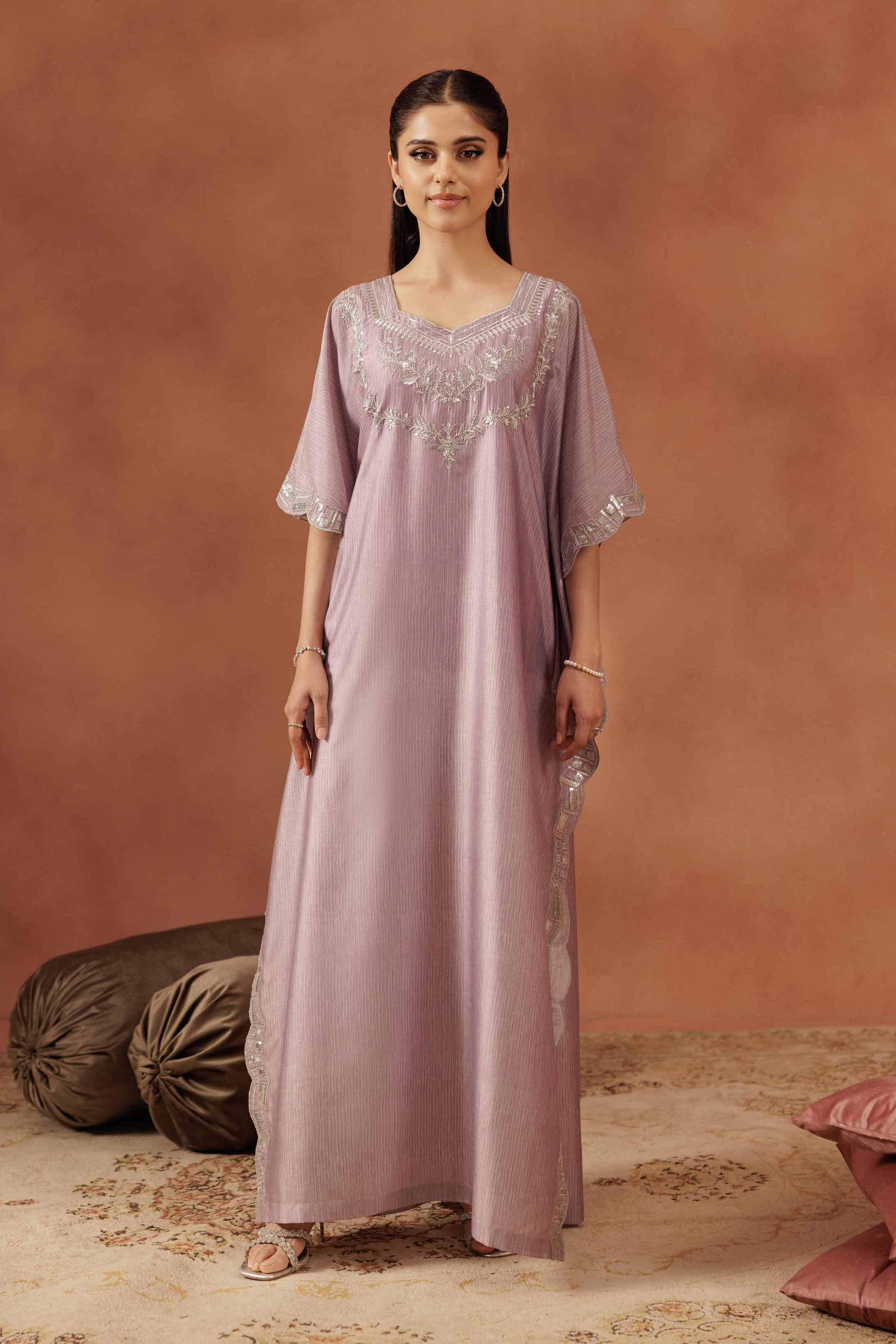 NISHATUAE - Purple Embroidered Silk 2-piece Ready to wear Dress