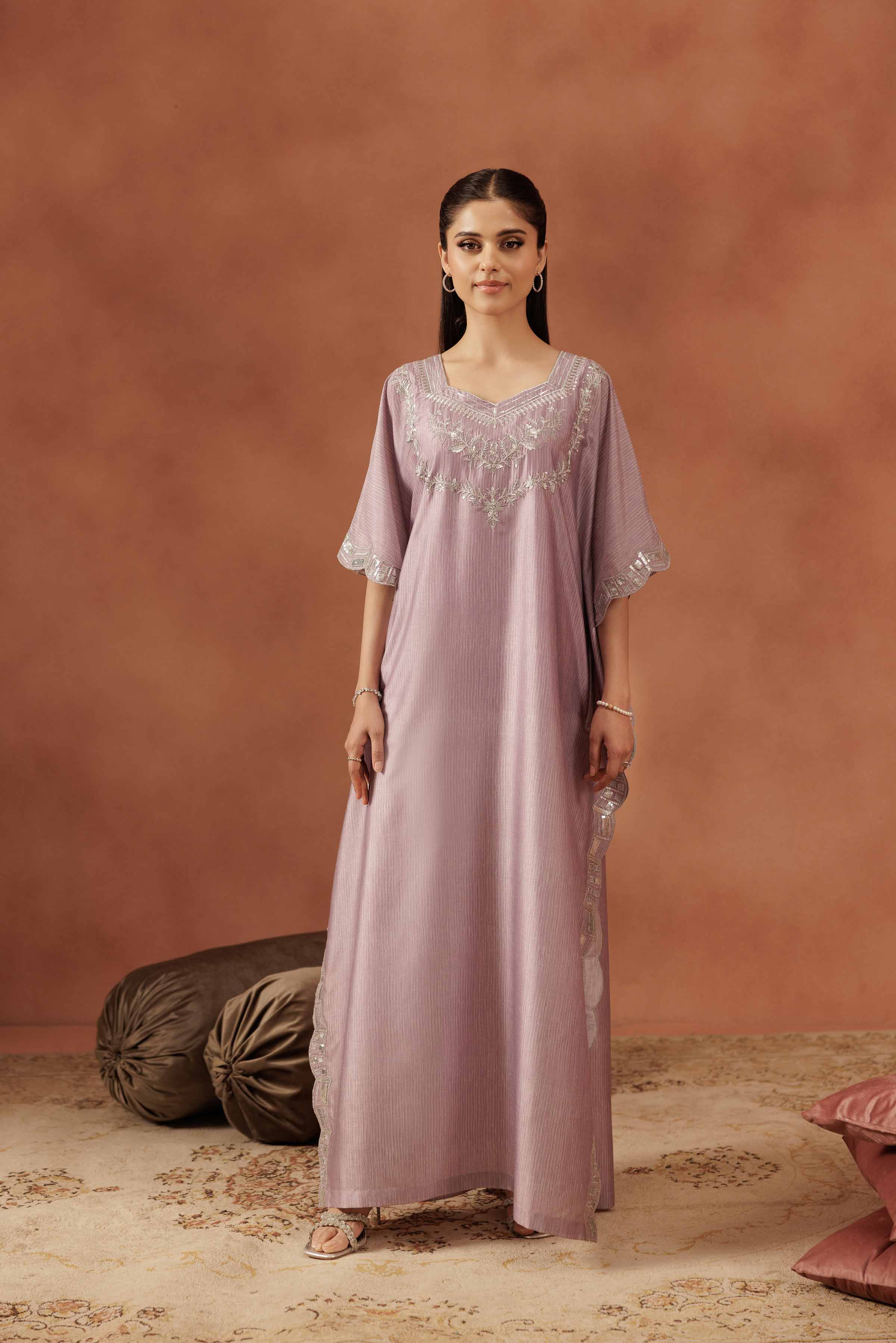 NISHATUAE - Purple Embroidered Silk 2-piece Ready to wear Dress