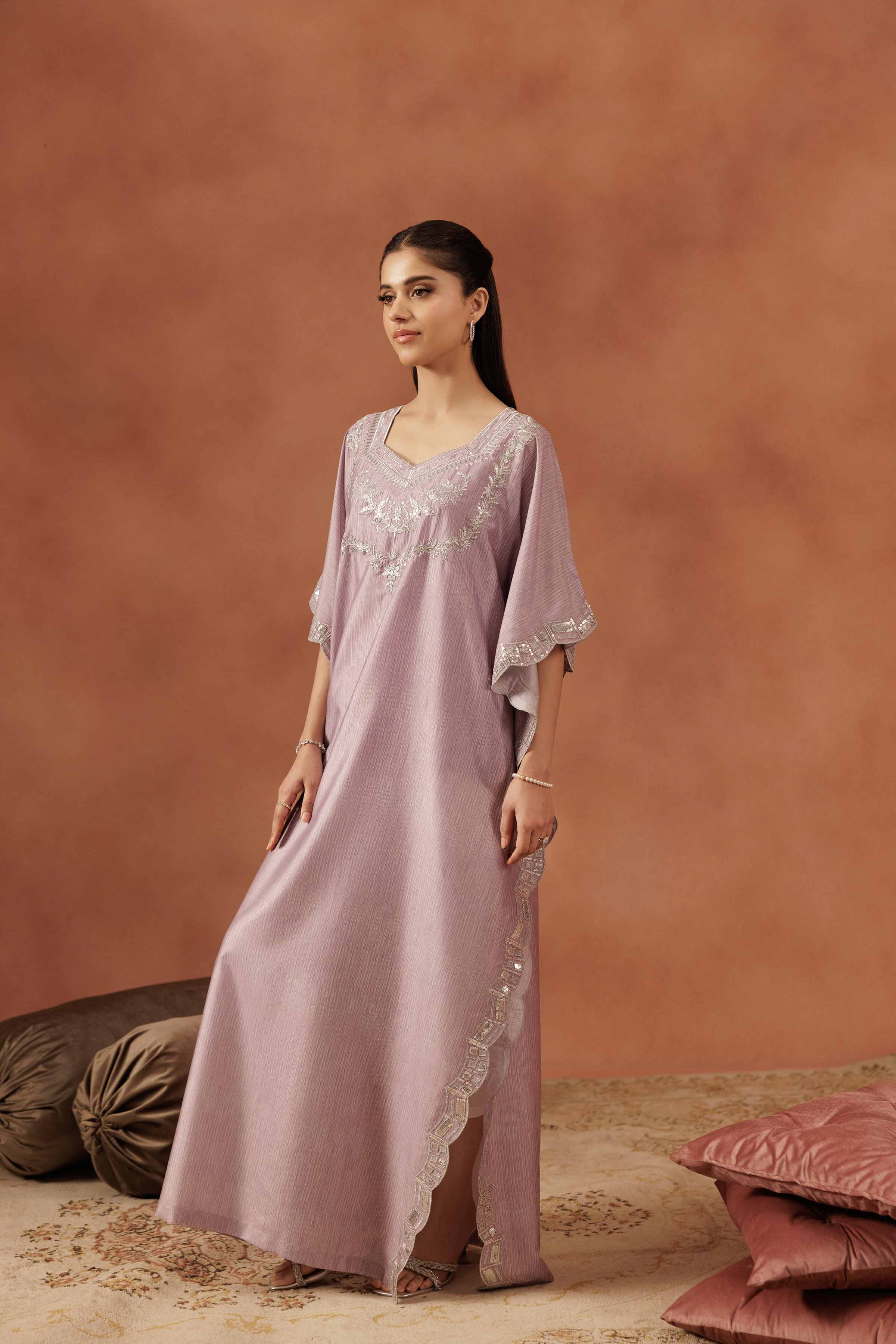 NISHATUAE - Purple Embroidered Silk 2-piece Ready to wear Dress