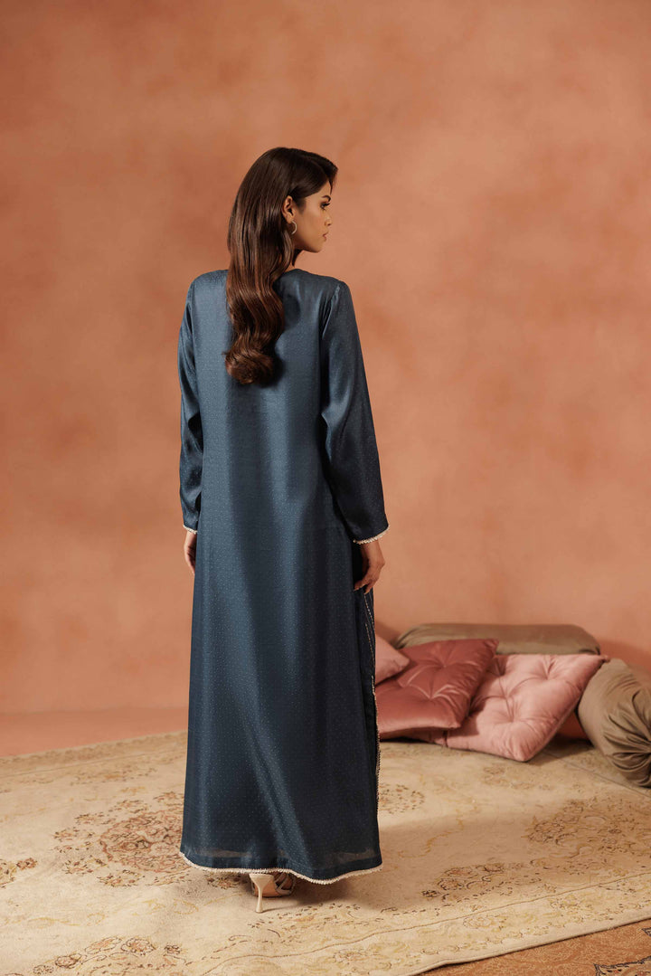 NISHATUAE - Blue Embroidered Tissue Ready to wear Shirt