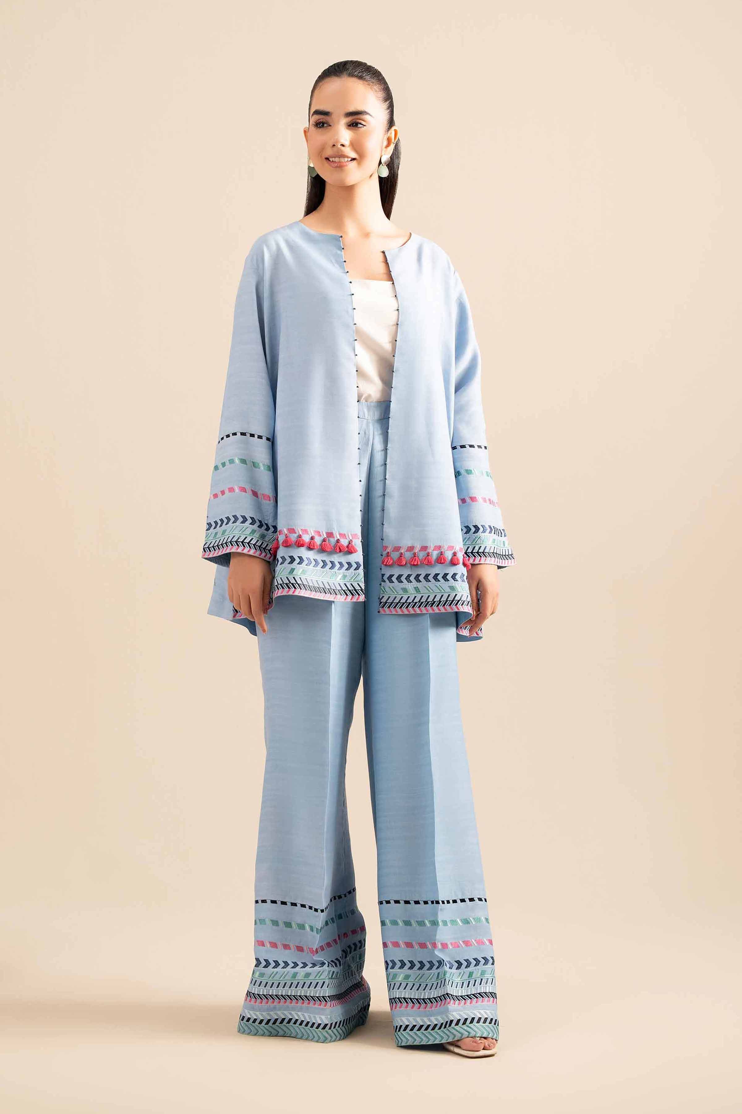 NISHATUAE - Blue Embroidered Silk 2-piece Ready to wear Dress