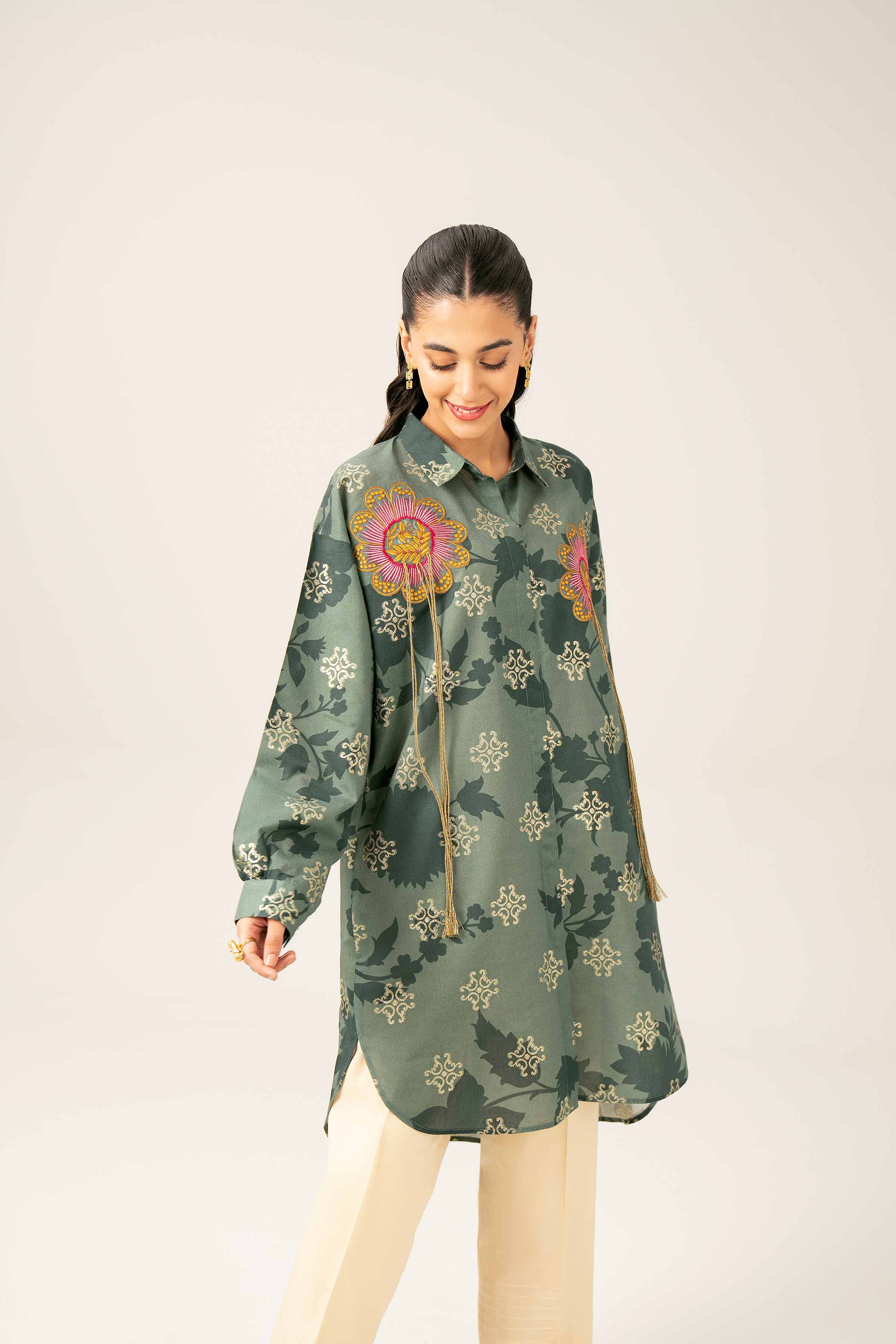 Printed Embroidered Tunic - FE25-88