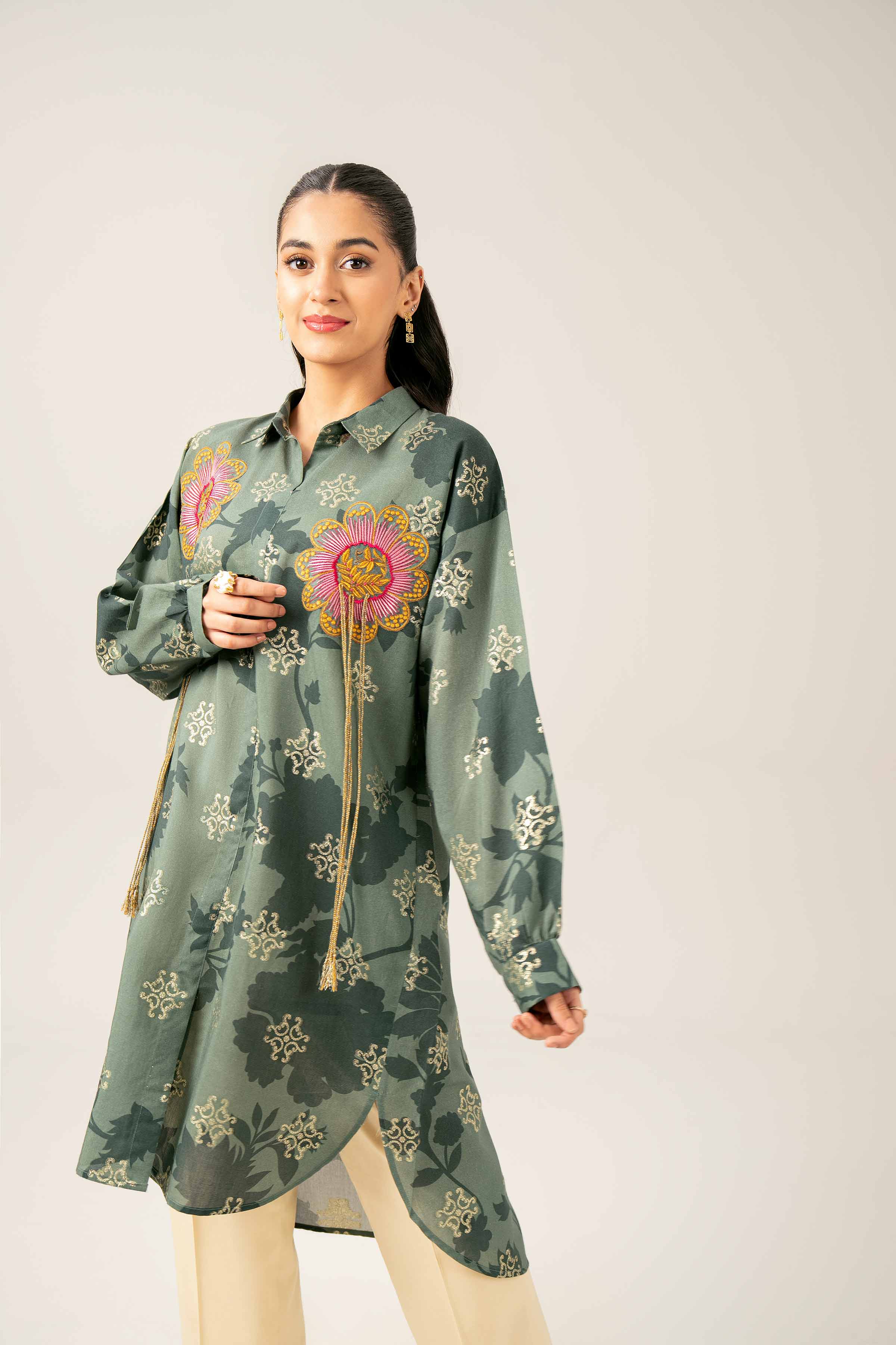 Printed Embroidered Tunic - FE25-88