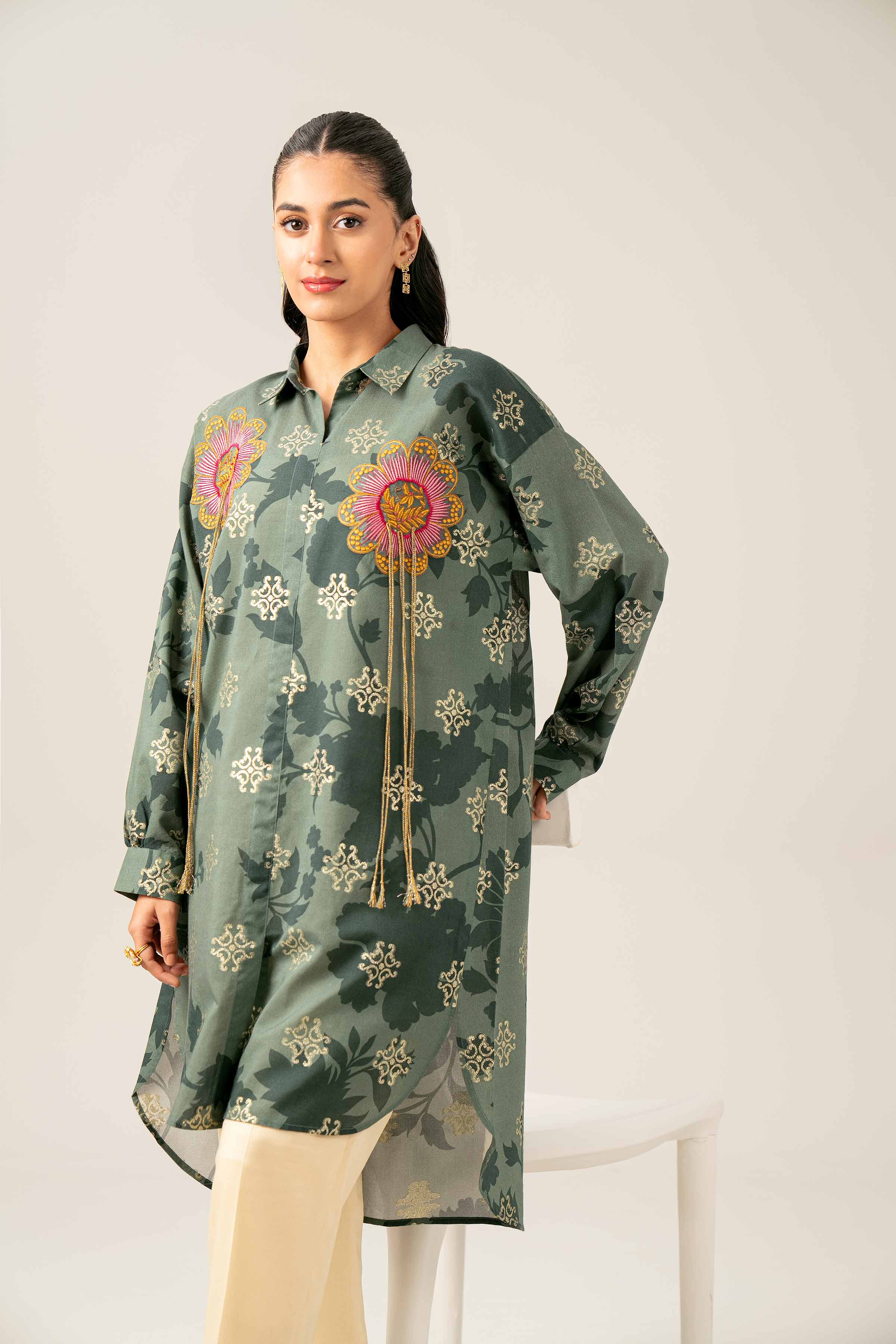 Printed Embroidered Tunic - FE25-88