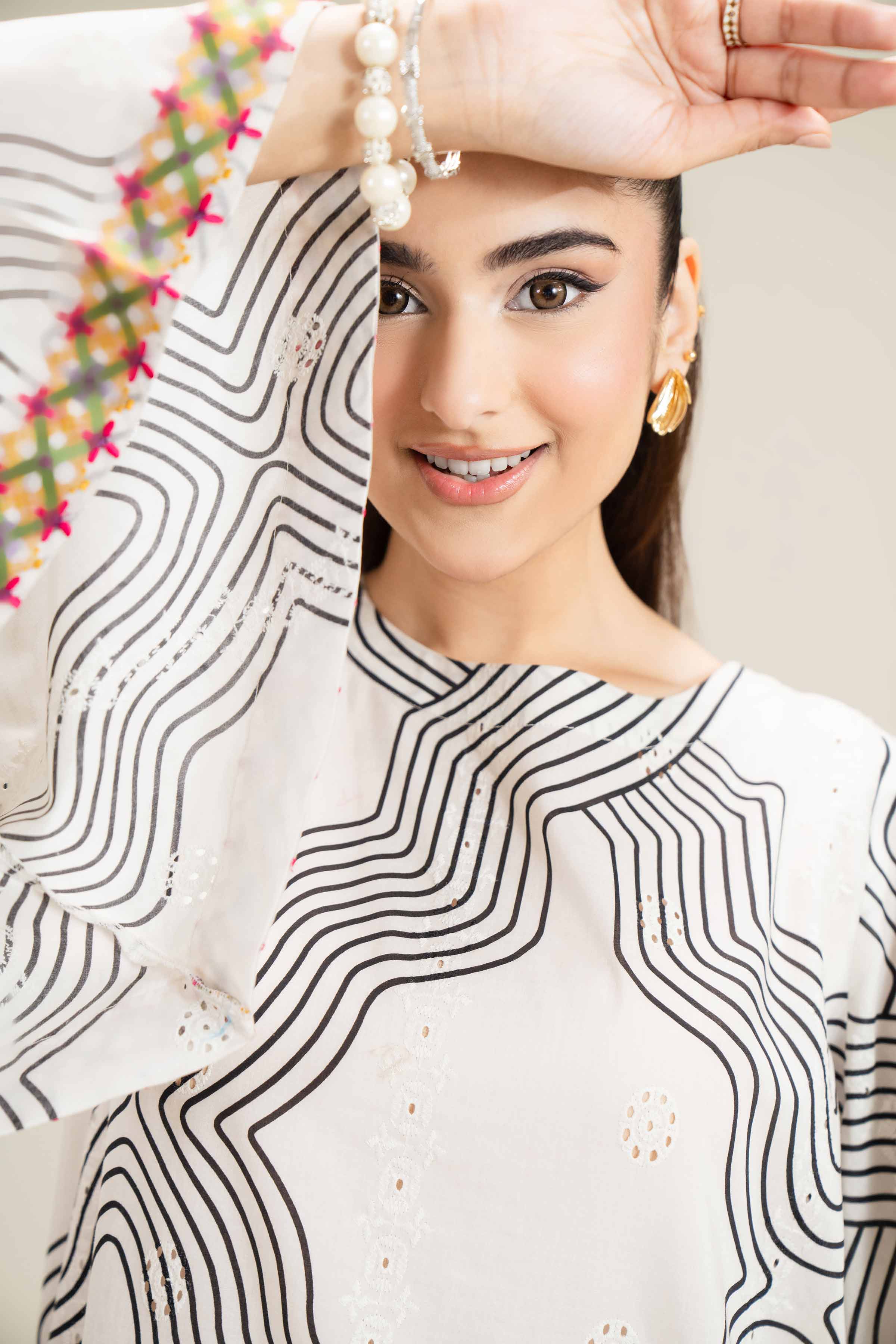 Printed Embroidered Dress - FE25-94