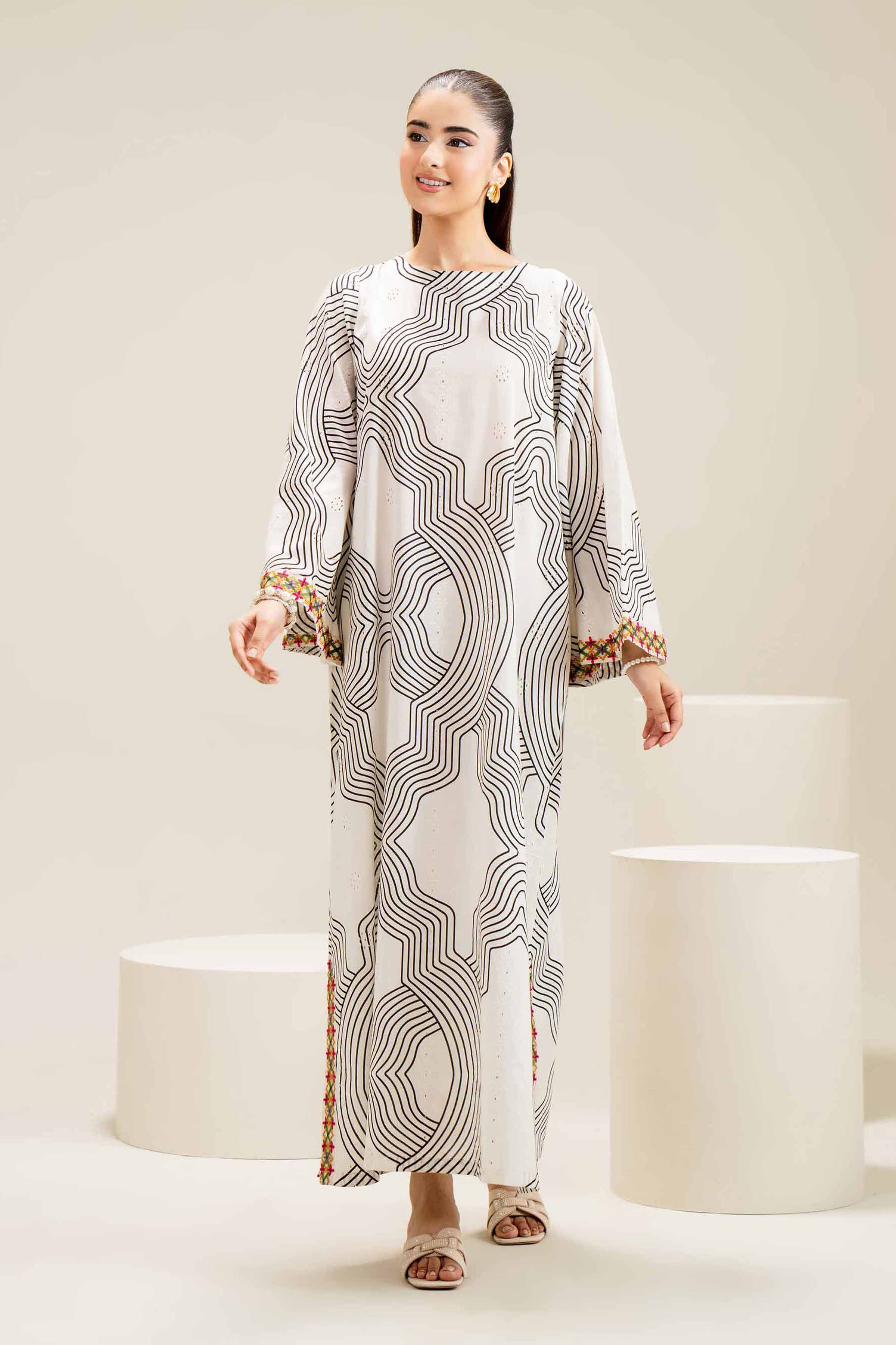 Printed Embroidered Dress - FE25-94