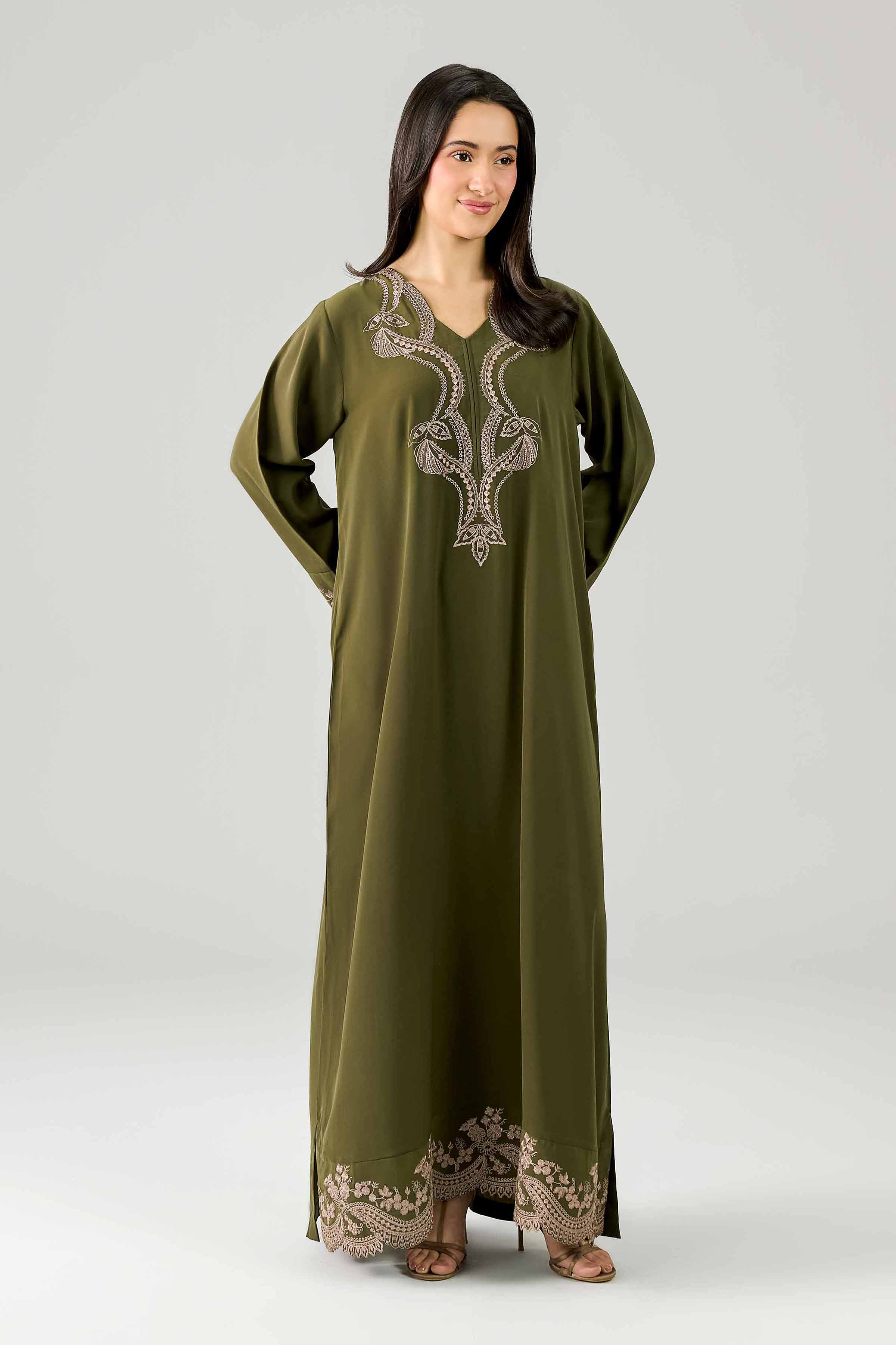 Embroidered Dress - FE26-125 Green Stone Wash 1PC Embroidered Ready To Wear
