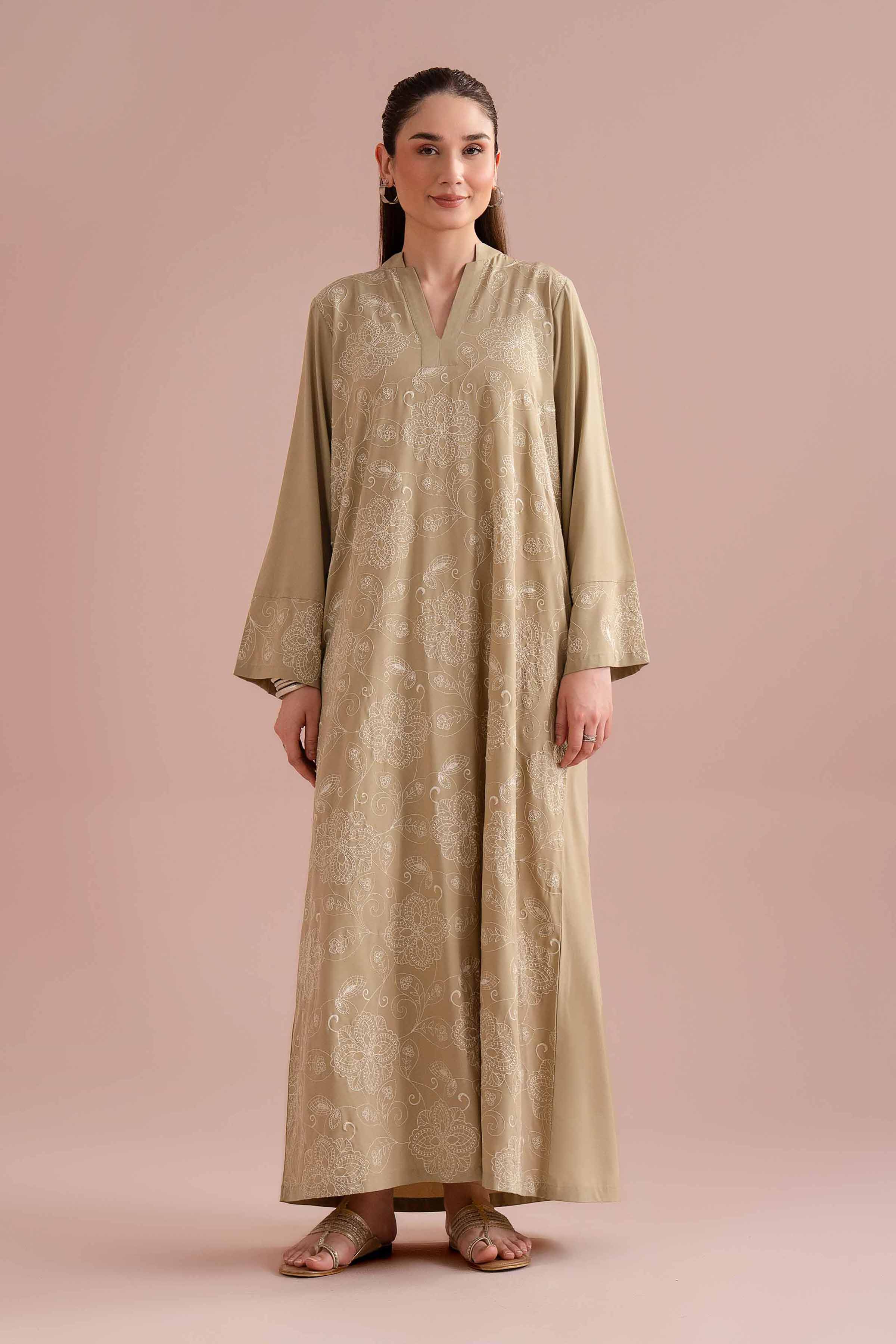 Embroidered Dress - FE26-132 Green Malai 1PC Embroidered